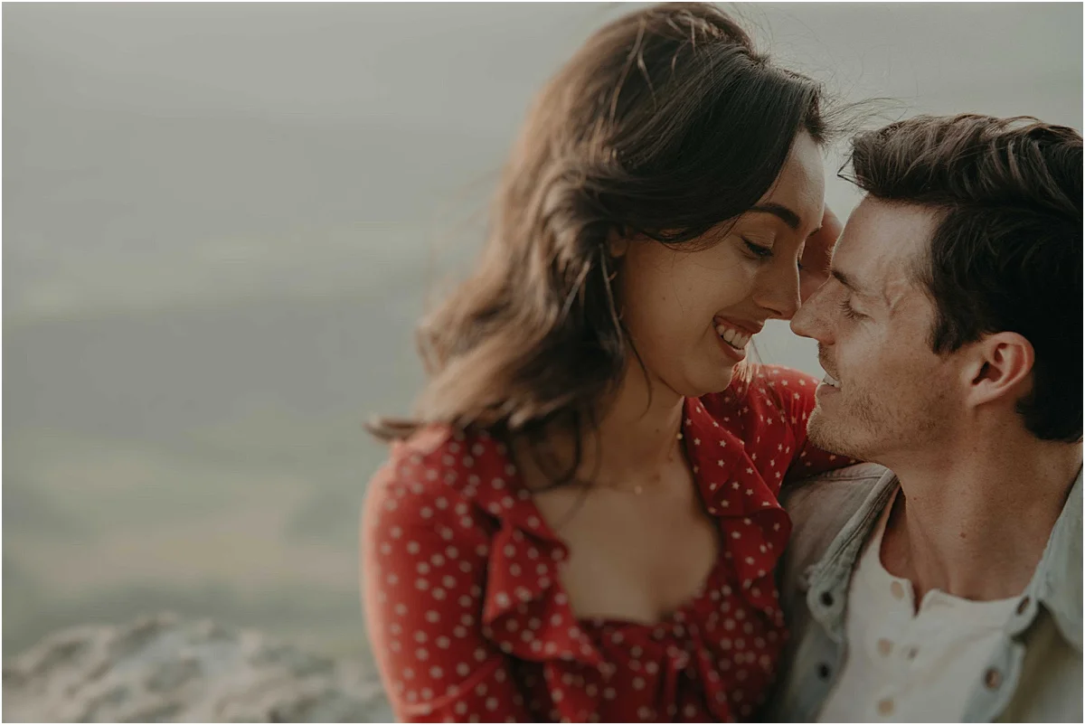 girl smiling at fiance