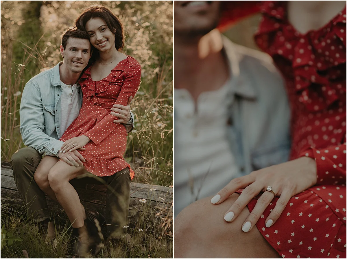 engaged couple in tennessee woods during engagement session
