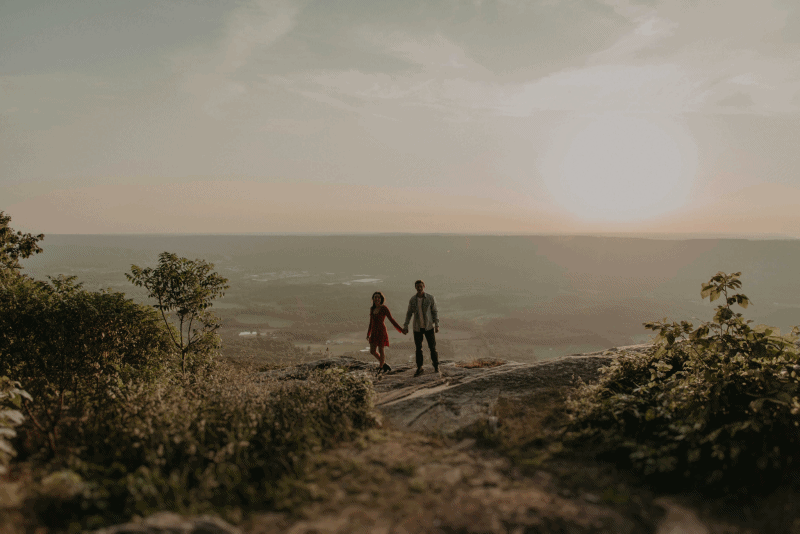 couple looking at each other over tennessee hills