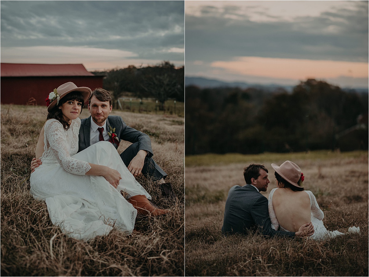 Enjoying the sunset of their wedding day on this chilly November evening in Nashville, Tennessee
