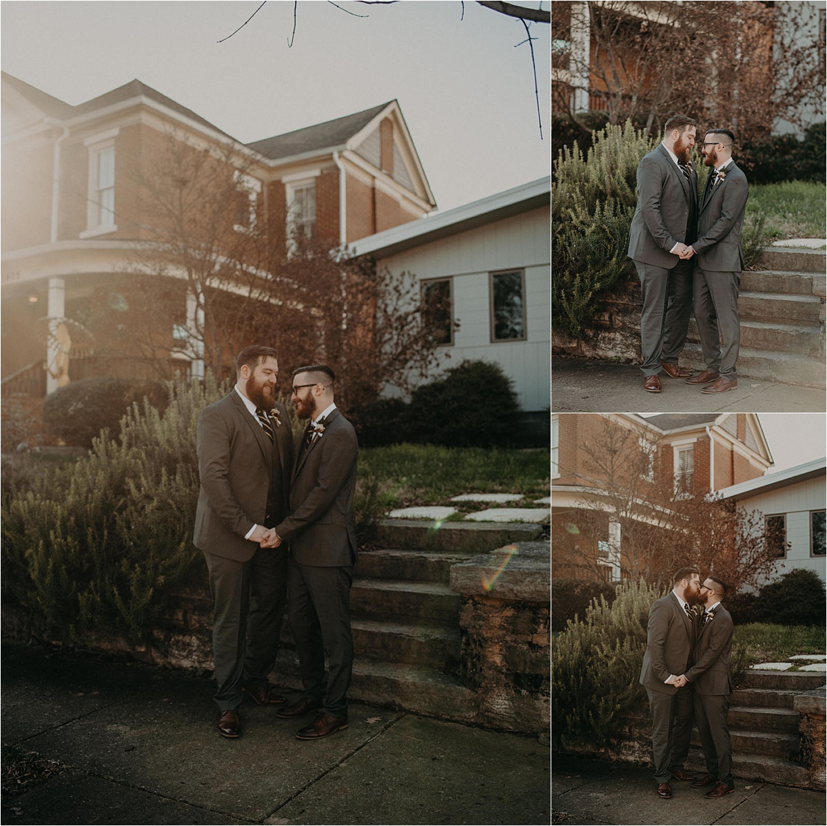 Groom and groom portraits in the southside neighborhood of Chattanooga, Tennessee