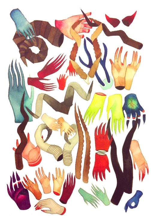 a study of hands and horns