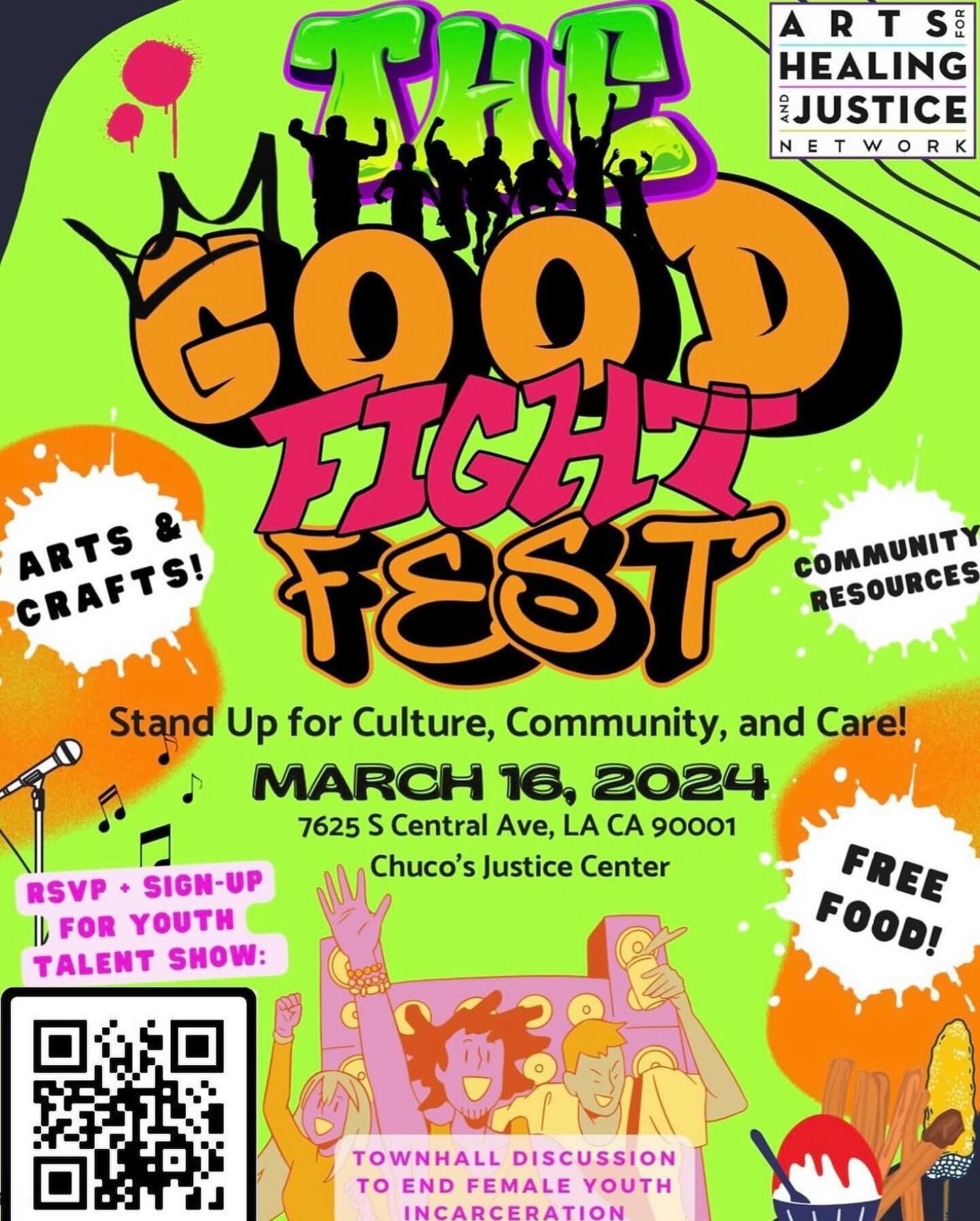 Join us for a performance on March 16 at The Good Fight Fest! 🌟 Experience a day of community, culture, and care with free food, community resources, and engaging activities including a town hall discussion on ending incarceration of girls and gende