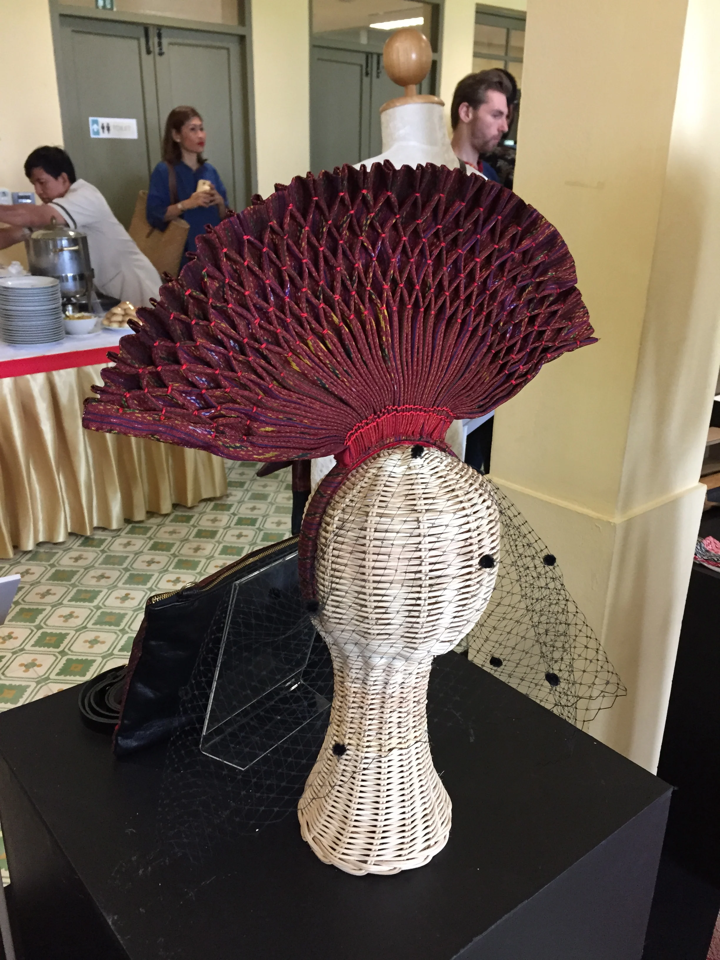 Bryde Gordon's smocked head dress