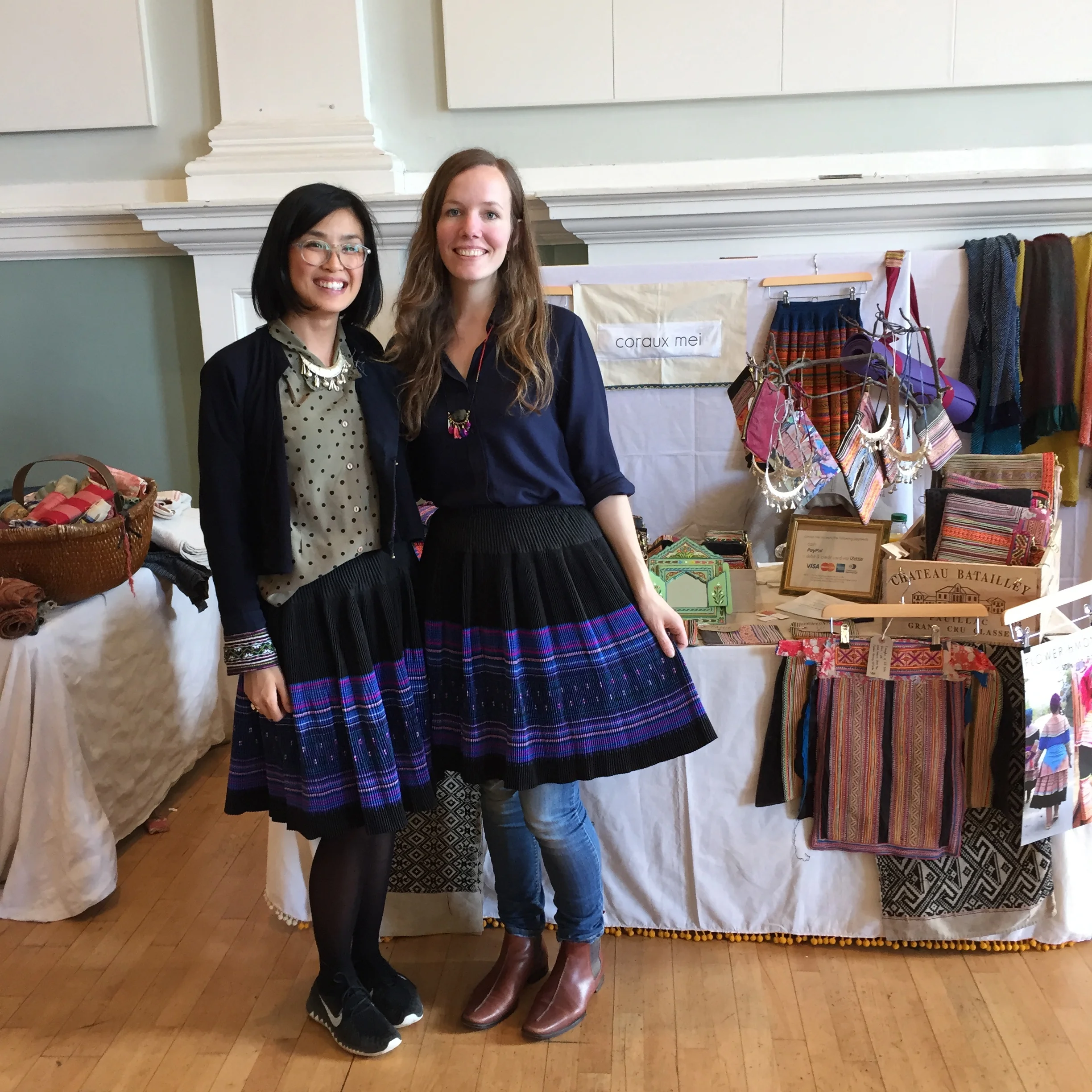Holly from THE BASKET ROOM with her new Flower Hmong skirt