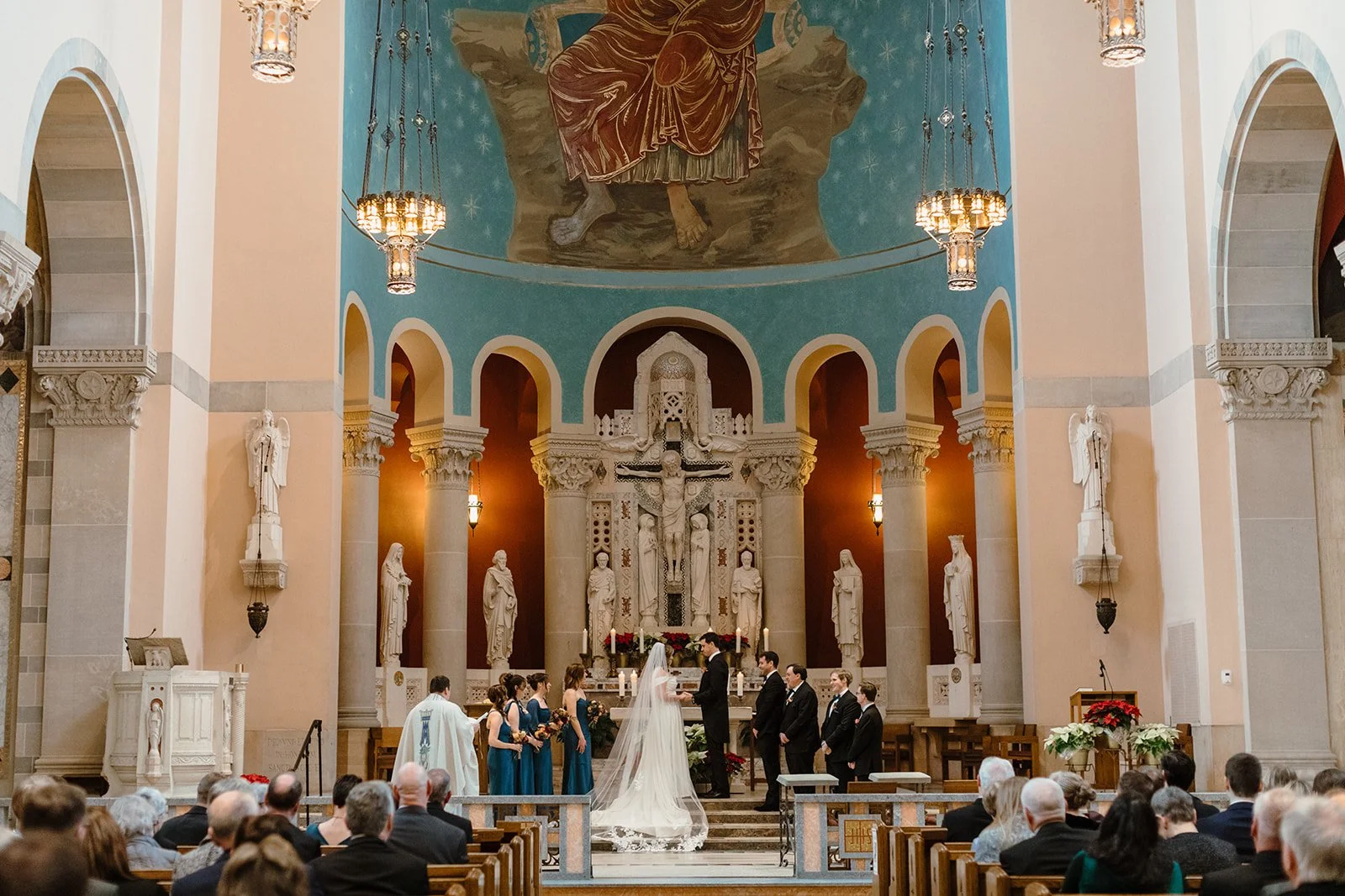 Wedding ceremony at St. Thomas More Catholic Church in St. Paul
