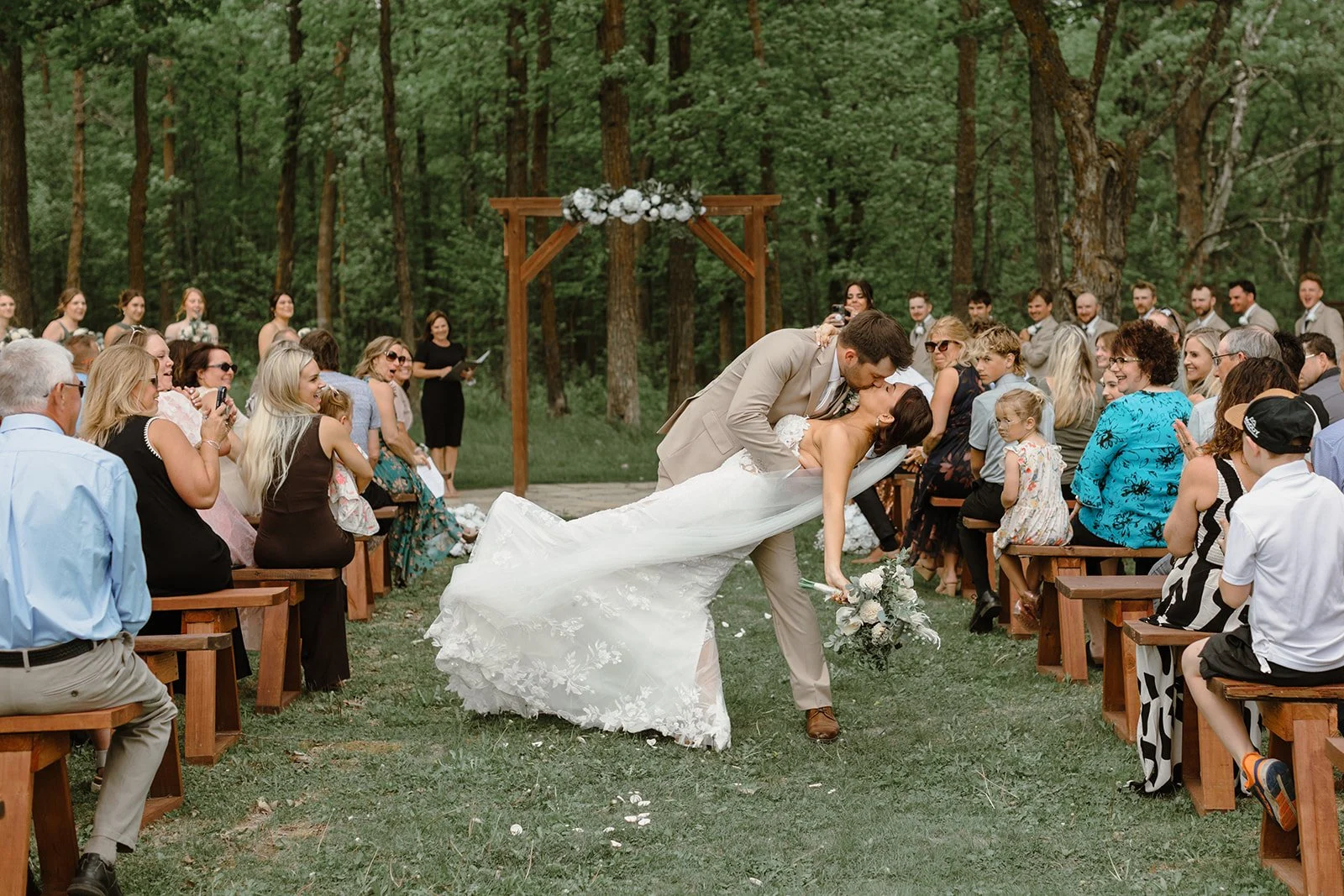 kiss down the aisle of the ceremony recessional