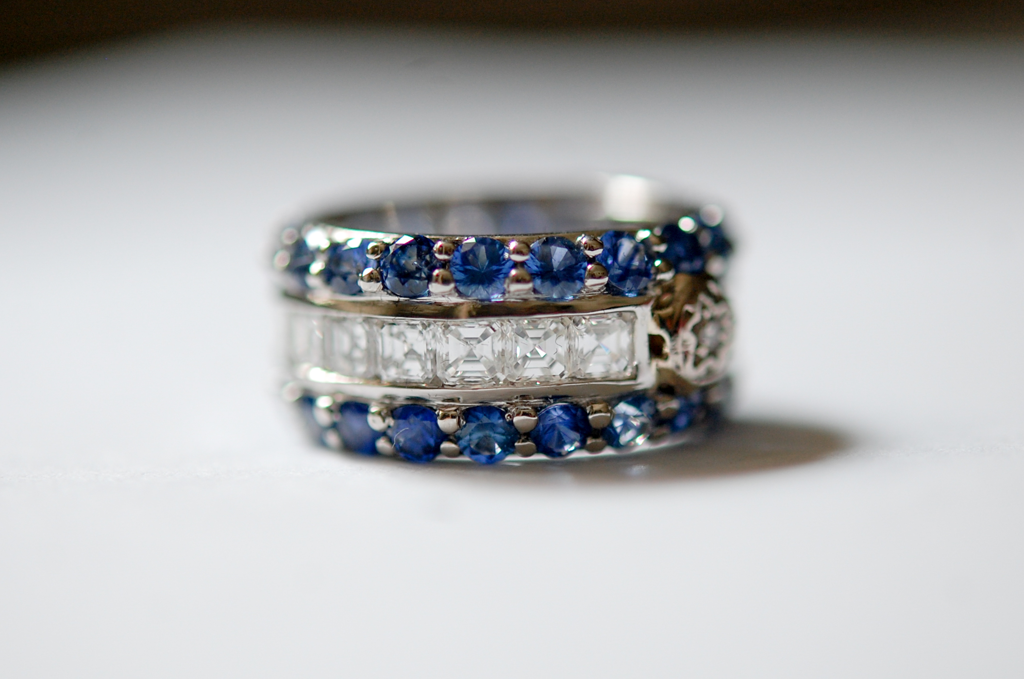 Sapphire and Diamond Wedding Band