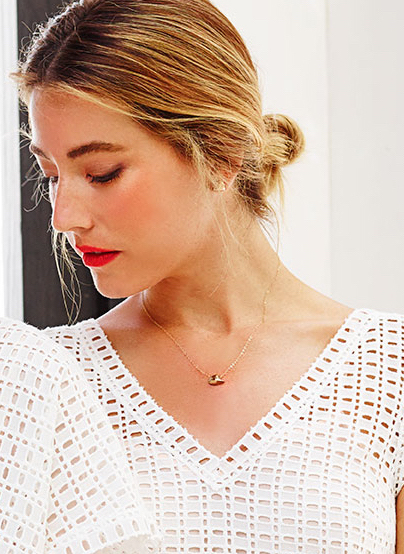 model wearing ALOE DROP PENDANT NECKLACE