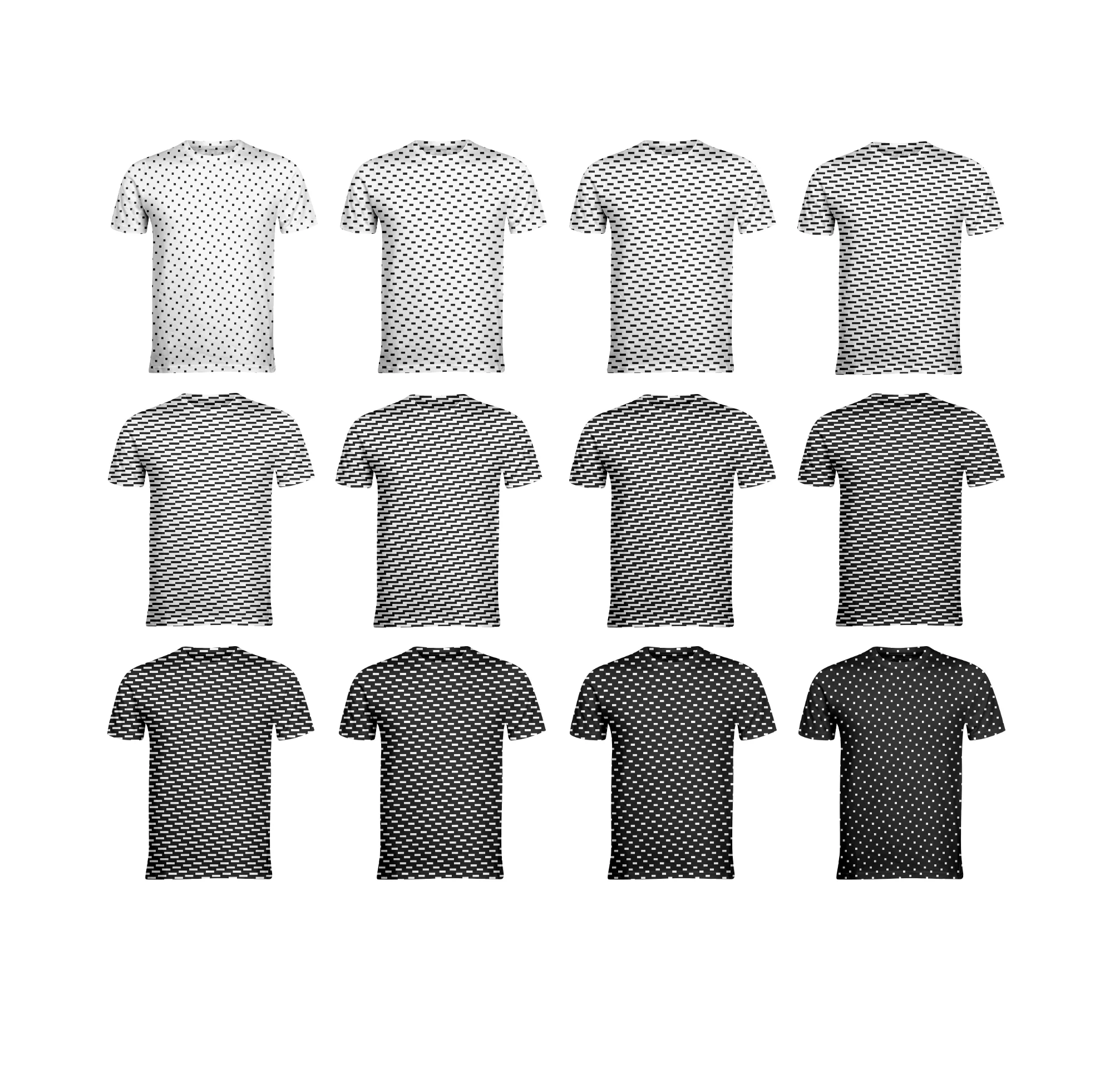 13_5 Satin Gradation Tees, 2018 This collection explores weave structures as graphic patterns and gradation systems. I am interested in the subtlety of the gradations that provide the structure for woven cloth and a shaded appearance that relate to halftones, bitmaps and other graphic design logic systems. This series is available for purchase .