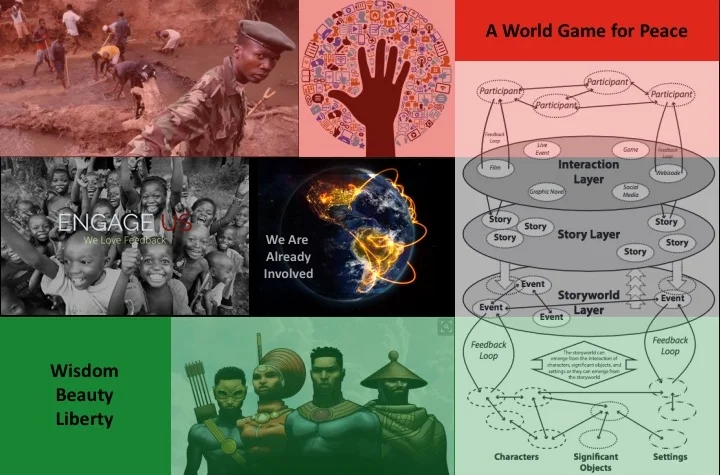 * Image in right panel of figure from Peter von Stackelberg * Image of African heroes at bottom of figure from Howafrica * image in center of of figure from gigaom.com * Image at top center of figure from saracucala