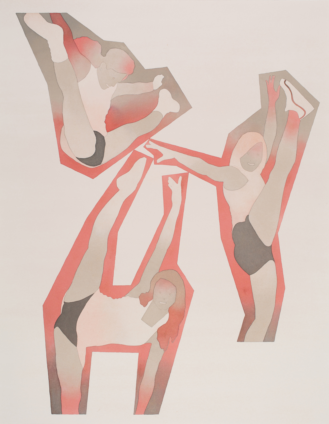 One, Two, Three 2015 Watercolor and acrylic on paper 36” x 28”