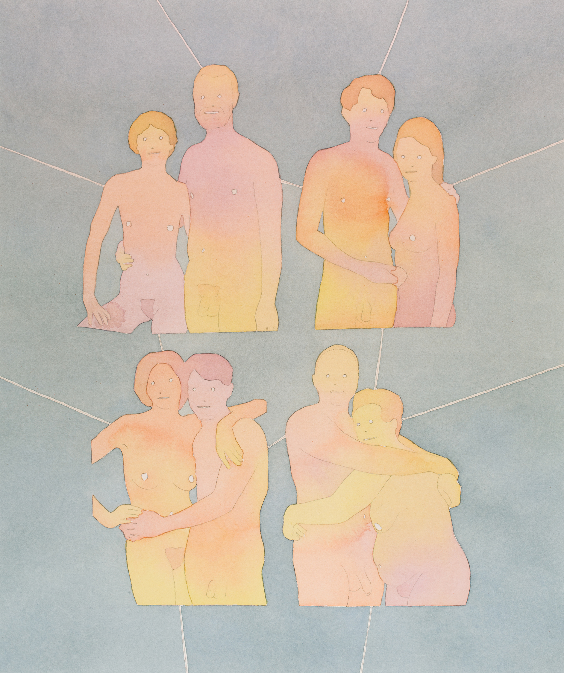 Four Couples 2012 Watercolor and acrylic on paper 18" x 15"