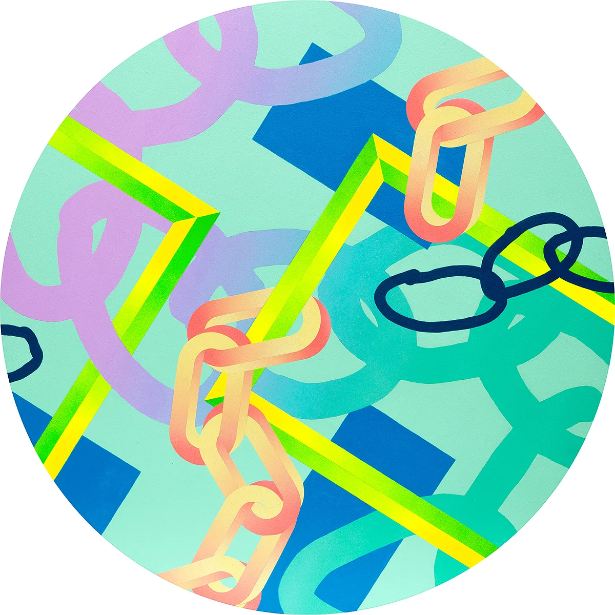Them Chains 2016 Acrylic on paper and canvas over panel 36 x 36 inches