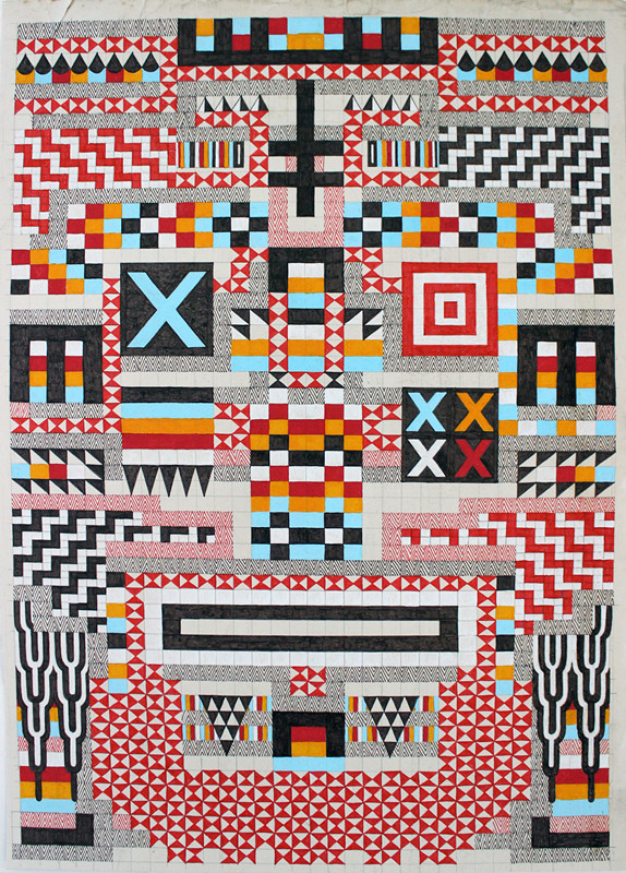Portrait (TOTEM) , 2015 Ink on found paper 21 1/2 × 16 1/4 in 54.6 × 41.3 cm