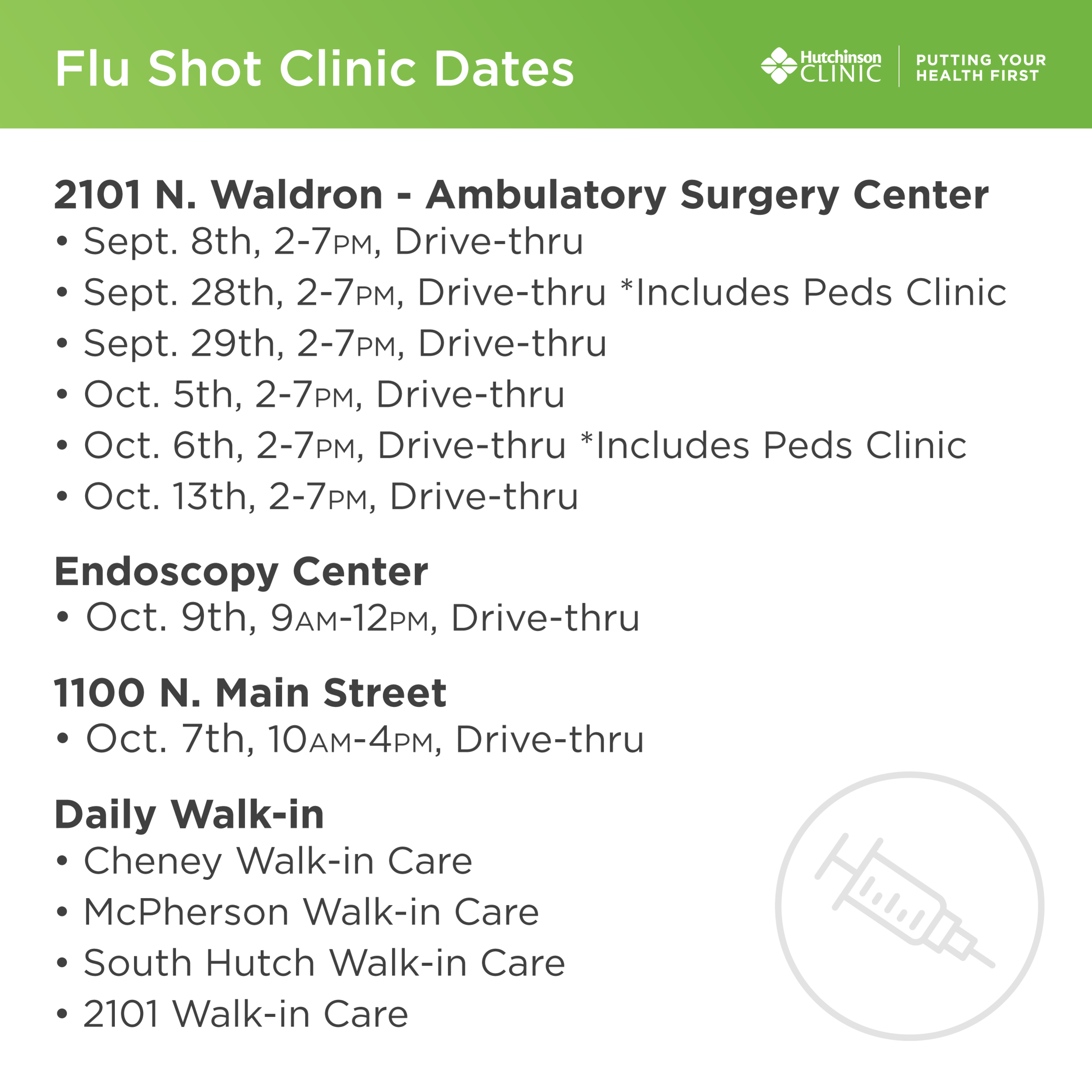 2021 Flu Shot Clinics — Hutchinson Clinic