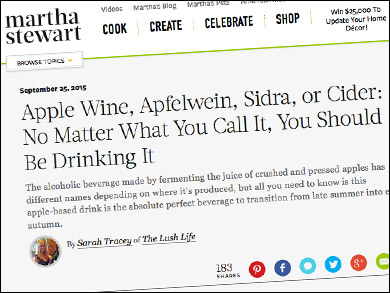 Martha Stewart: " No Matter What You Call It, You Should Be Drinking It" Great review of Autumn's Gold by Eve's Cidery, "one of the top producers in New York's Finger Lakes region" and a partner cidery of the Cider House.