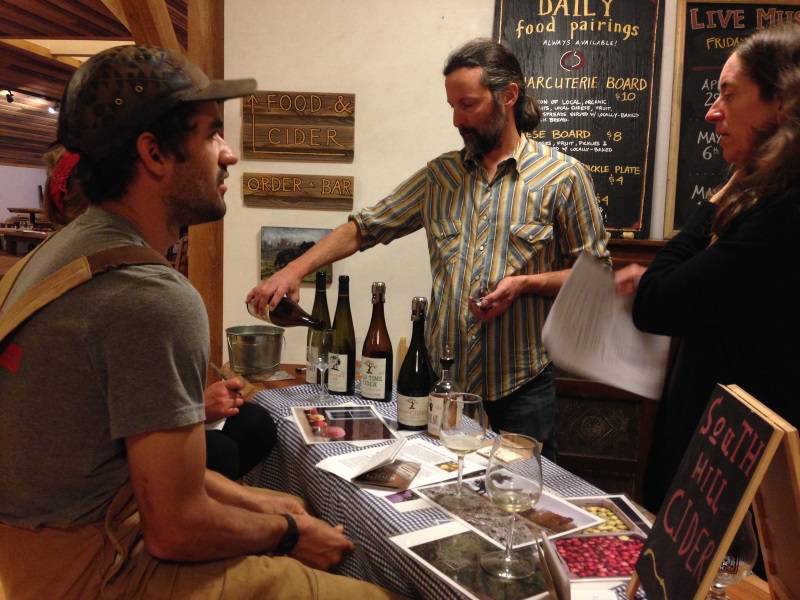 Steve and Ellyn of South Hill Cider pouring the whole catalog to date