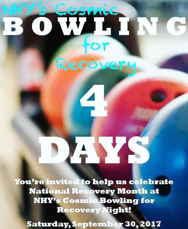 We can hardly contain our excitement!  There are only 4 days left until we knock down some pins to celebrate recovery.  Join us at NHY's Cosmic Bowling for Recovery Night at the Suncoast this Saturday.  Get your tickets now. Link in profile. #nationa