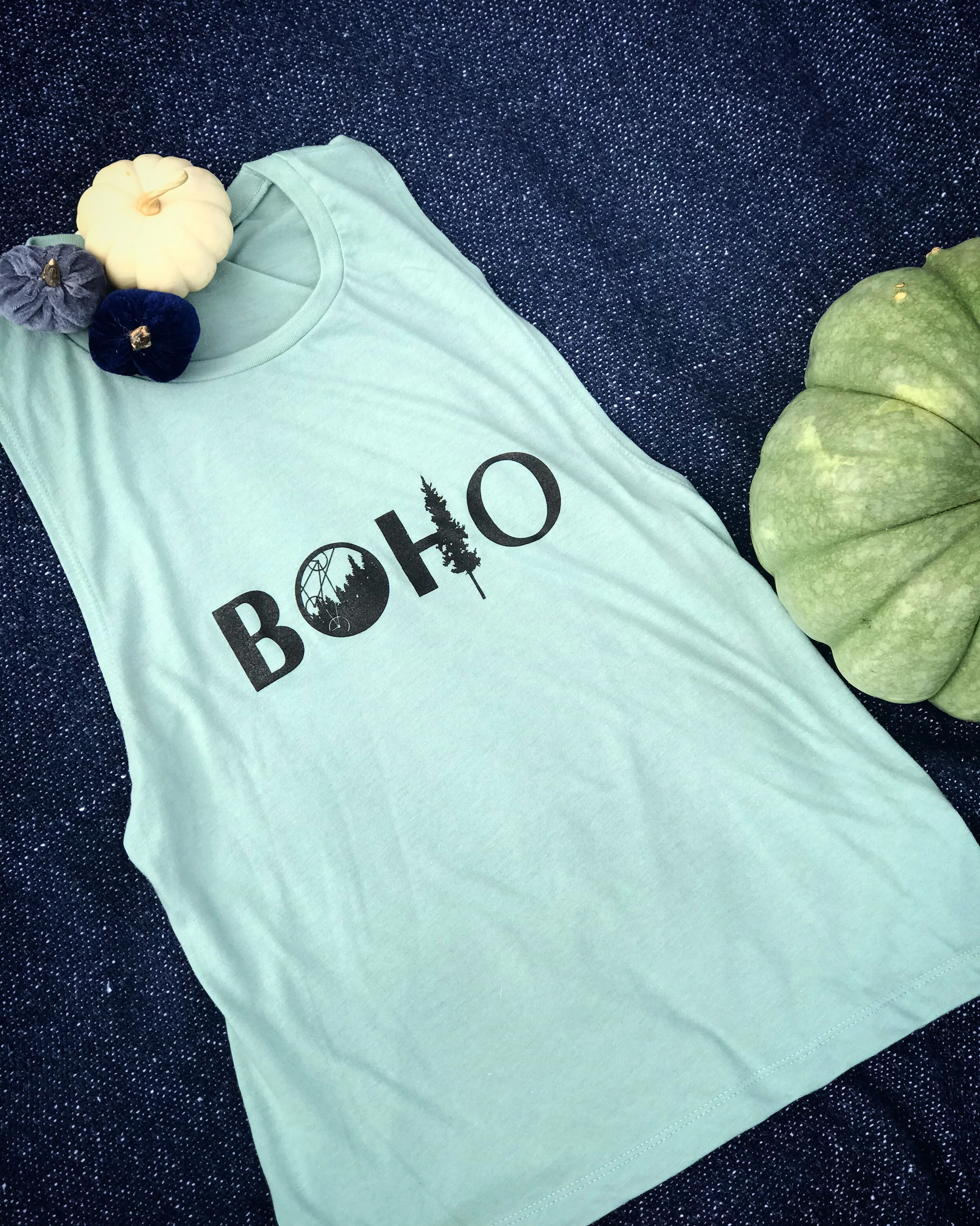 Green "BOHO" Muscle Tank
