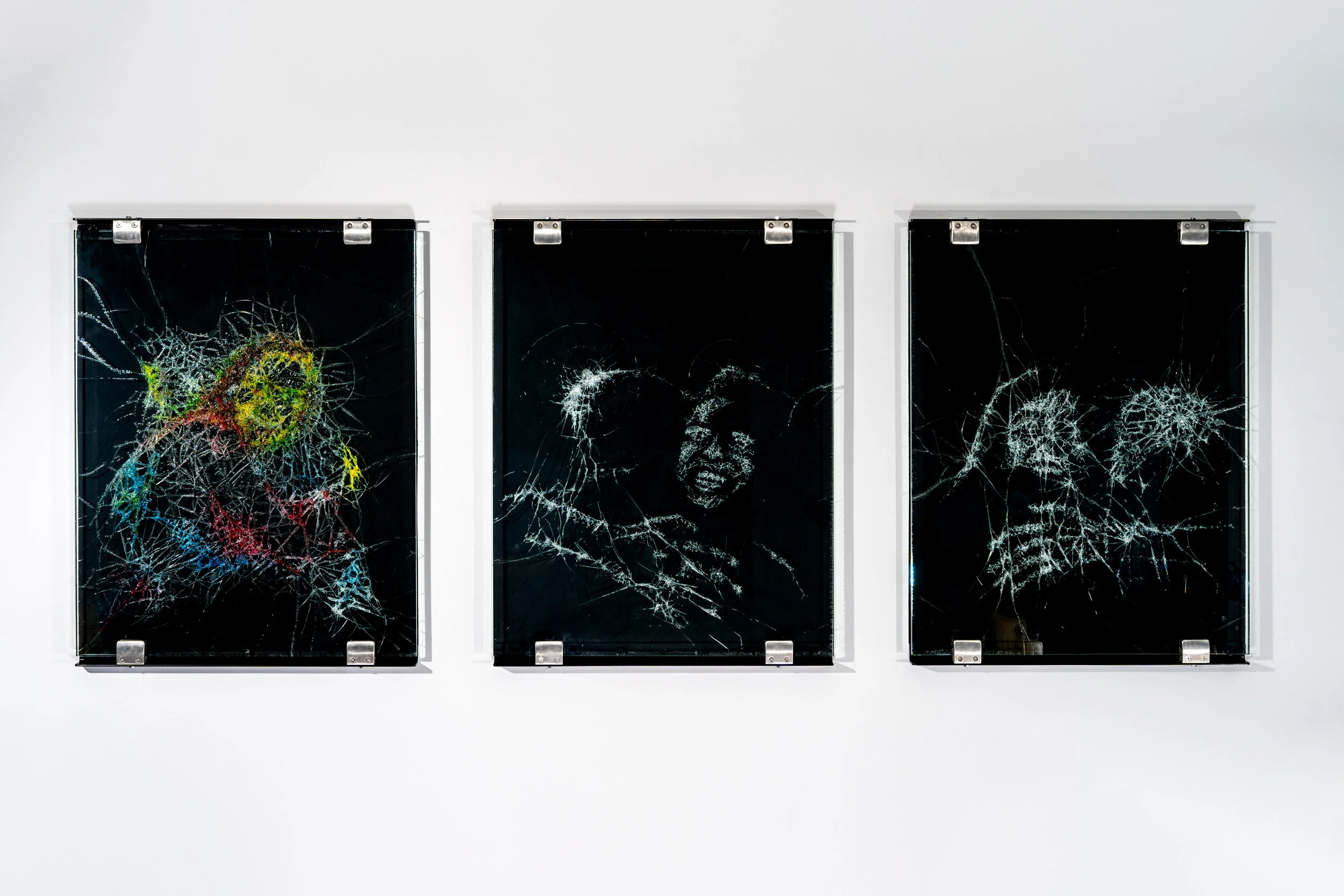 High Impact, 2020.

Glass pane drawings / etchings, 80cm x100cm each

