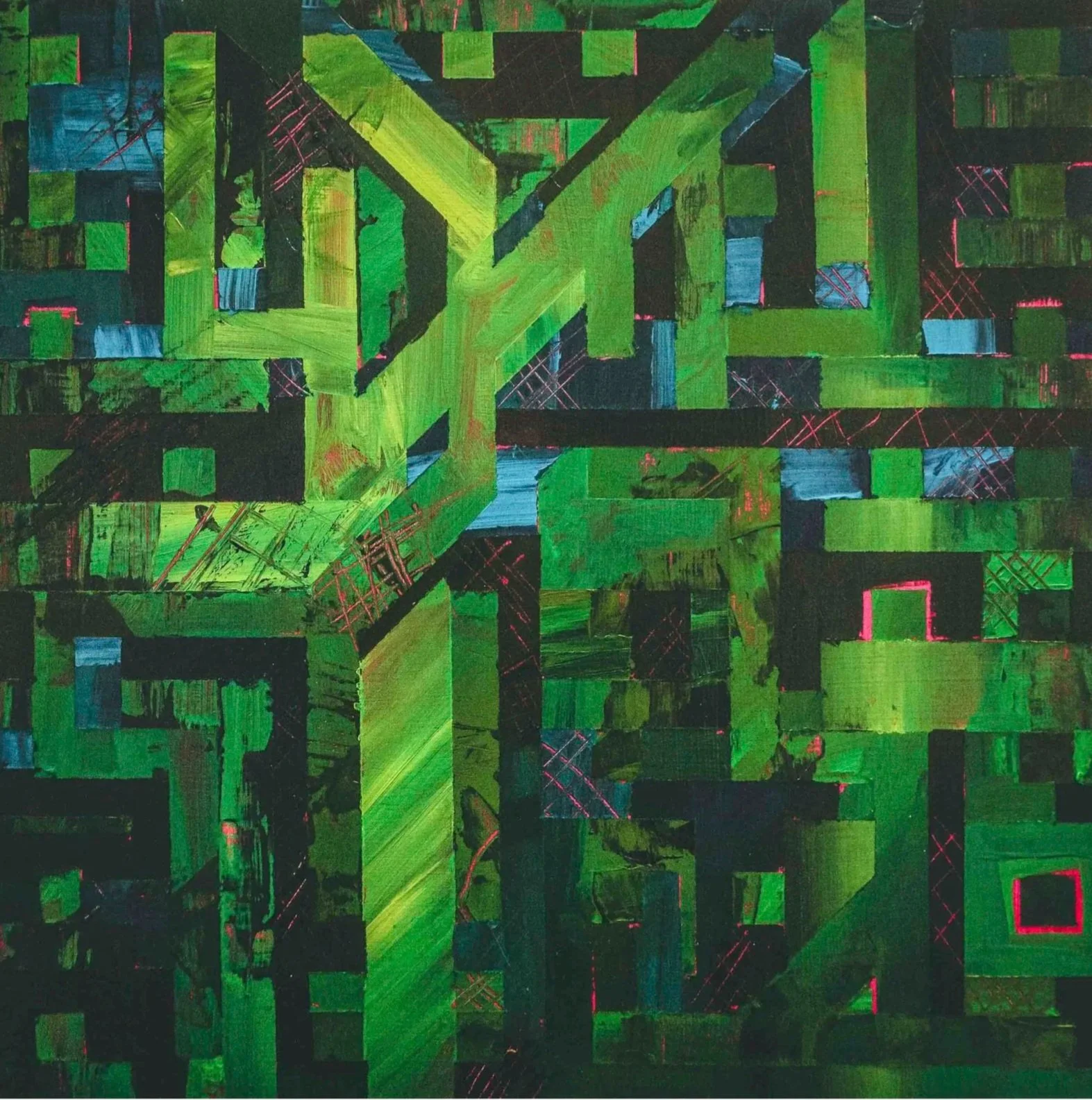 Dancing with chains or lost in freedom, 2022.
Acrylic on wood panel, 30cm x 30cm