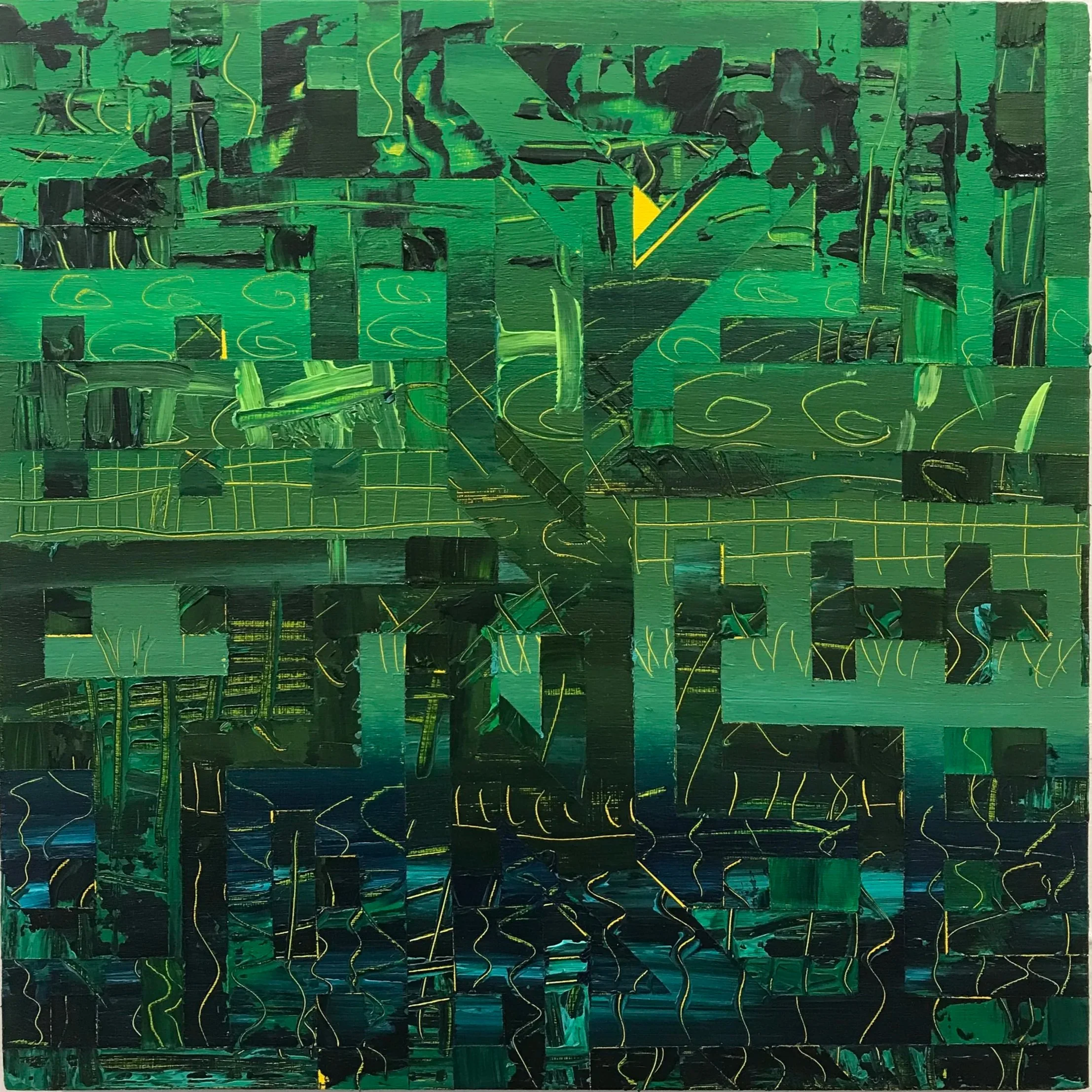 I brought you into this world, I can take you out just as easy, 2022. 
Acrylic on wood panel. 30cm x 30cm  