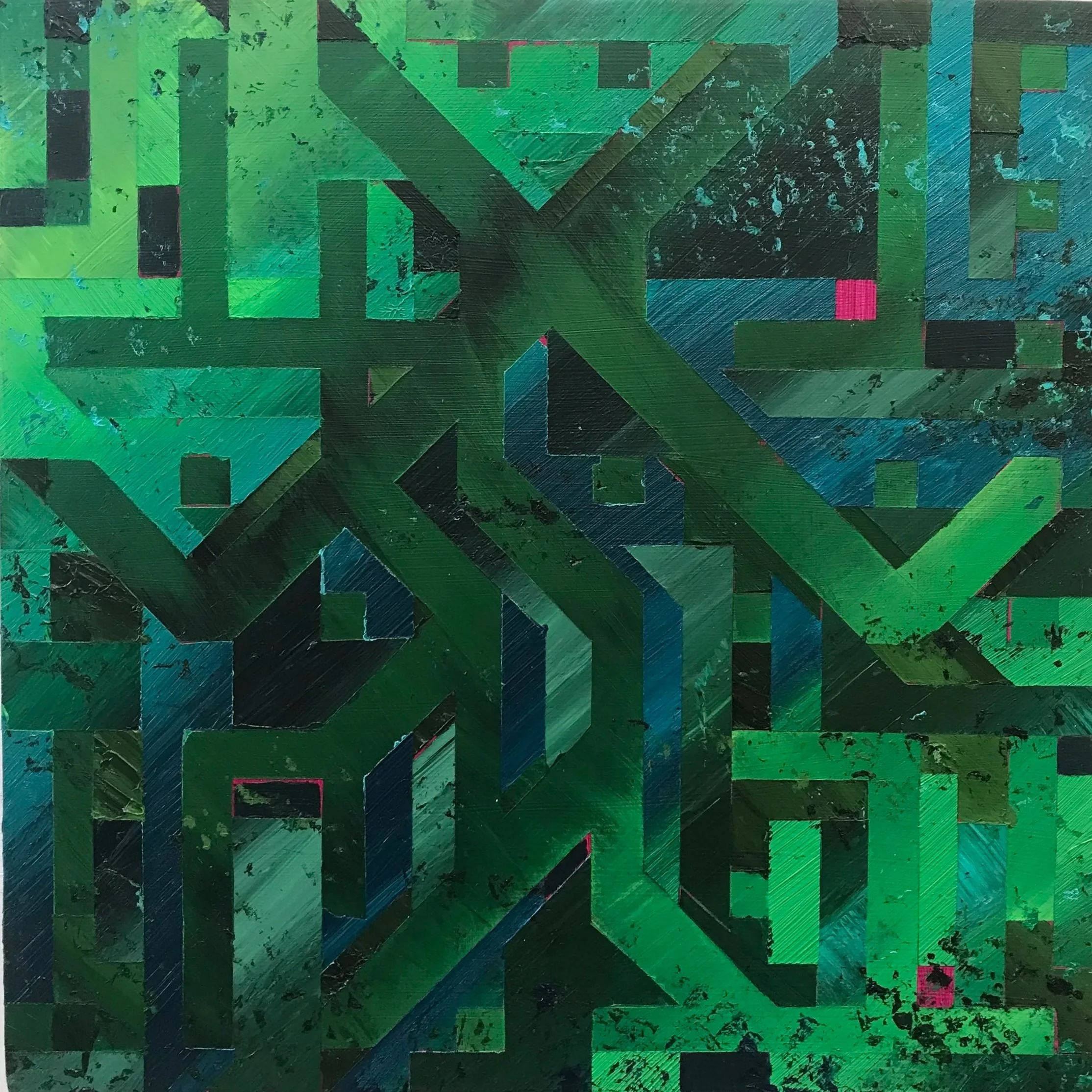 After four drunken Knights on the town, would you look at what the cat dragged in? 2022.  
Acrylic on wood panel. 30cm x 30cm  
