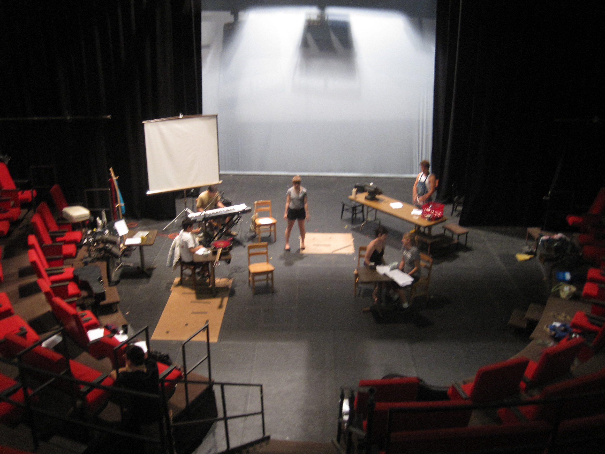 Rehearsal of GROUNDS' original 2010 staging at Carleton College, Northfield, MN. Dir. Alex Higgin-Houser .