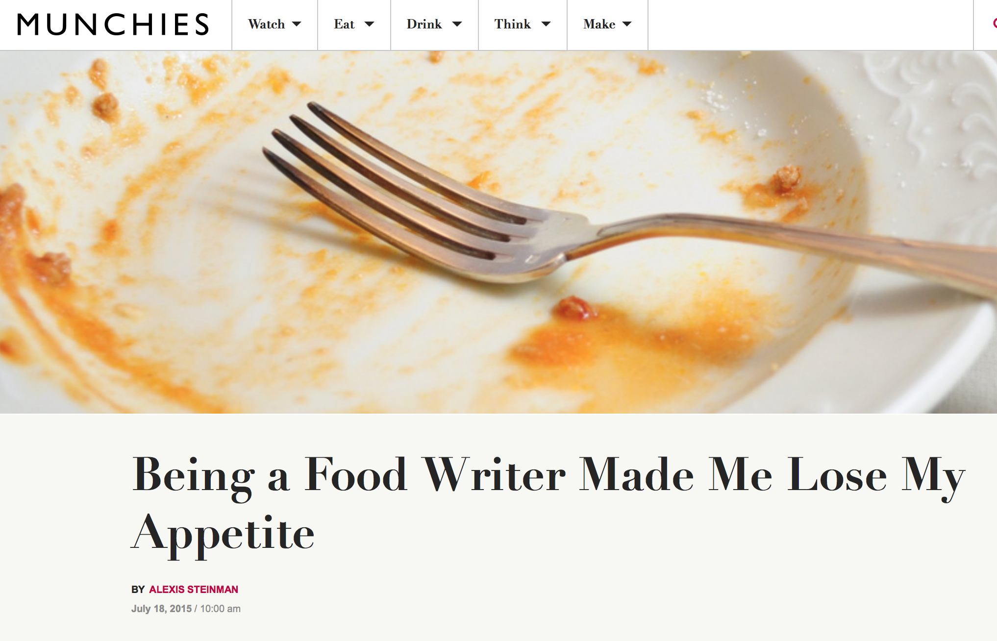 Food Writer Made Me Lose My Appetite