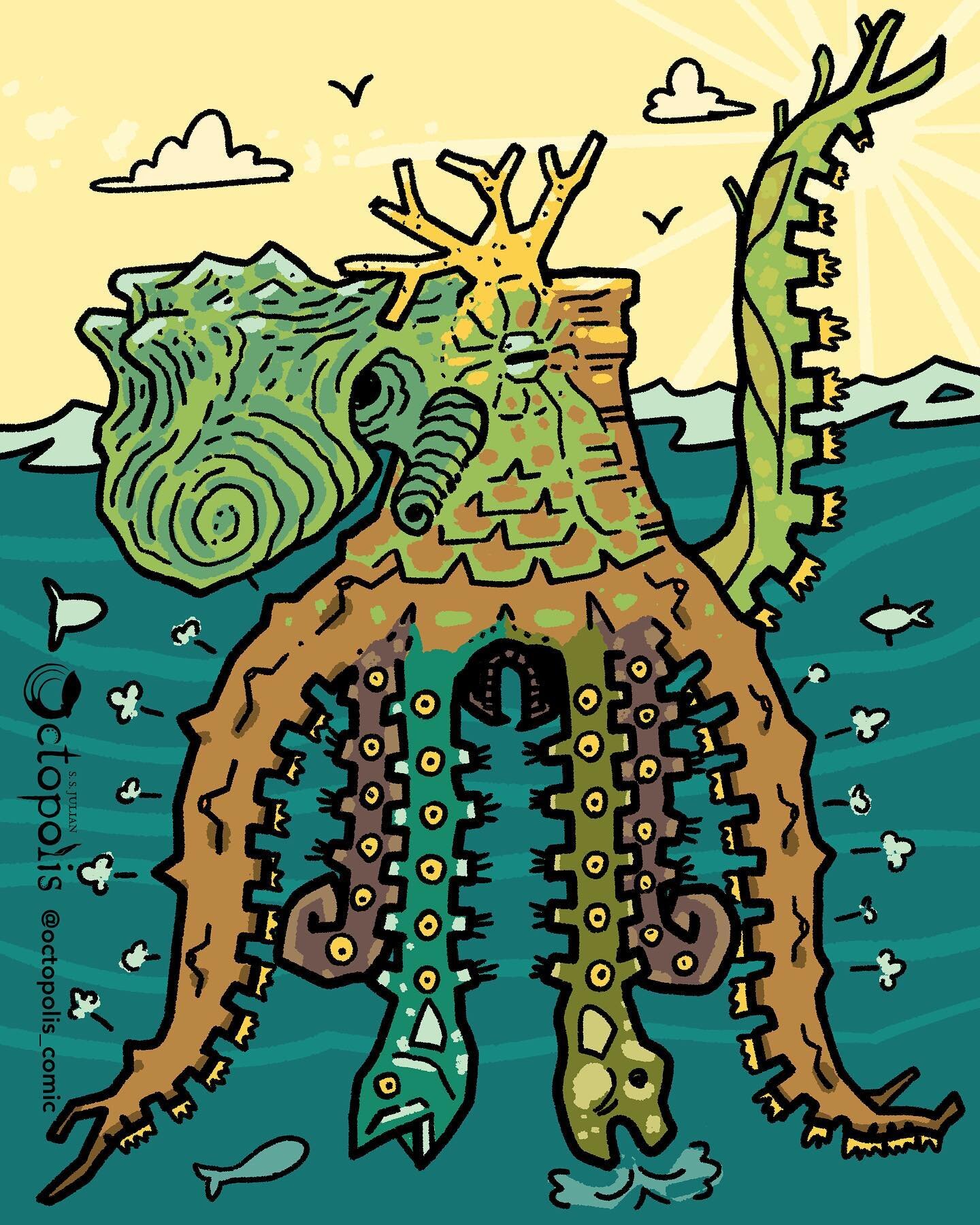 Octogodhead: Fluorest, God of the Algae Bloom

#worldbuilding #octopus #mythology #comics