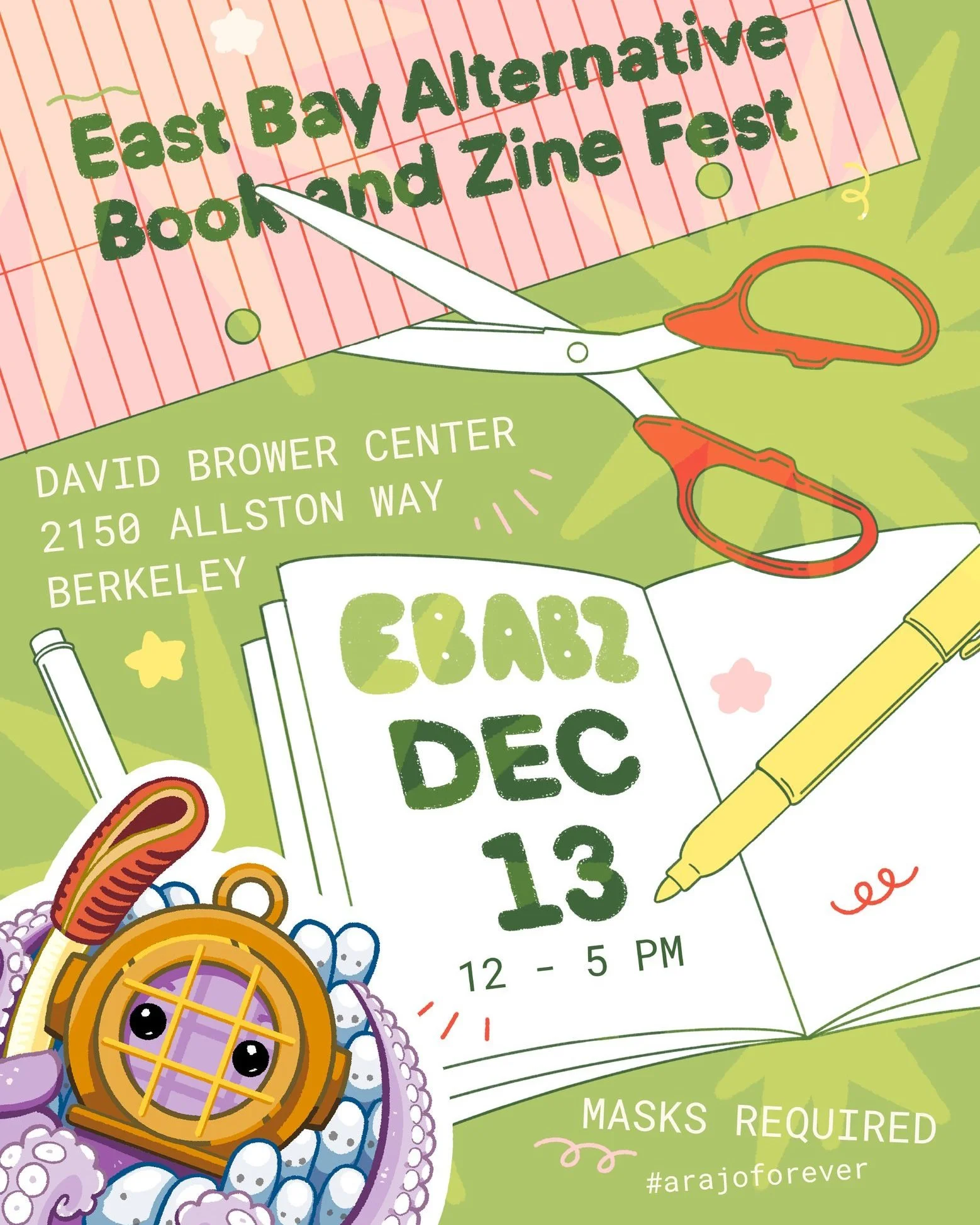 Come join Octopolis at the East Bay Alternative Book and Zine Fest today from 12-5pm at the David Brower Center in Berkeley! The event is free, and there will be lots of cool people there! 

#berkeley #ebabz @ebabzfest