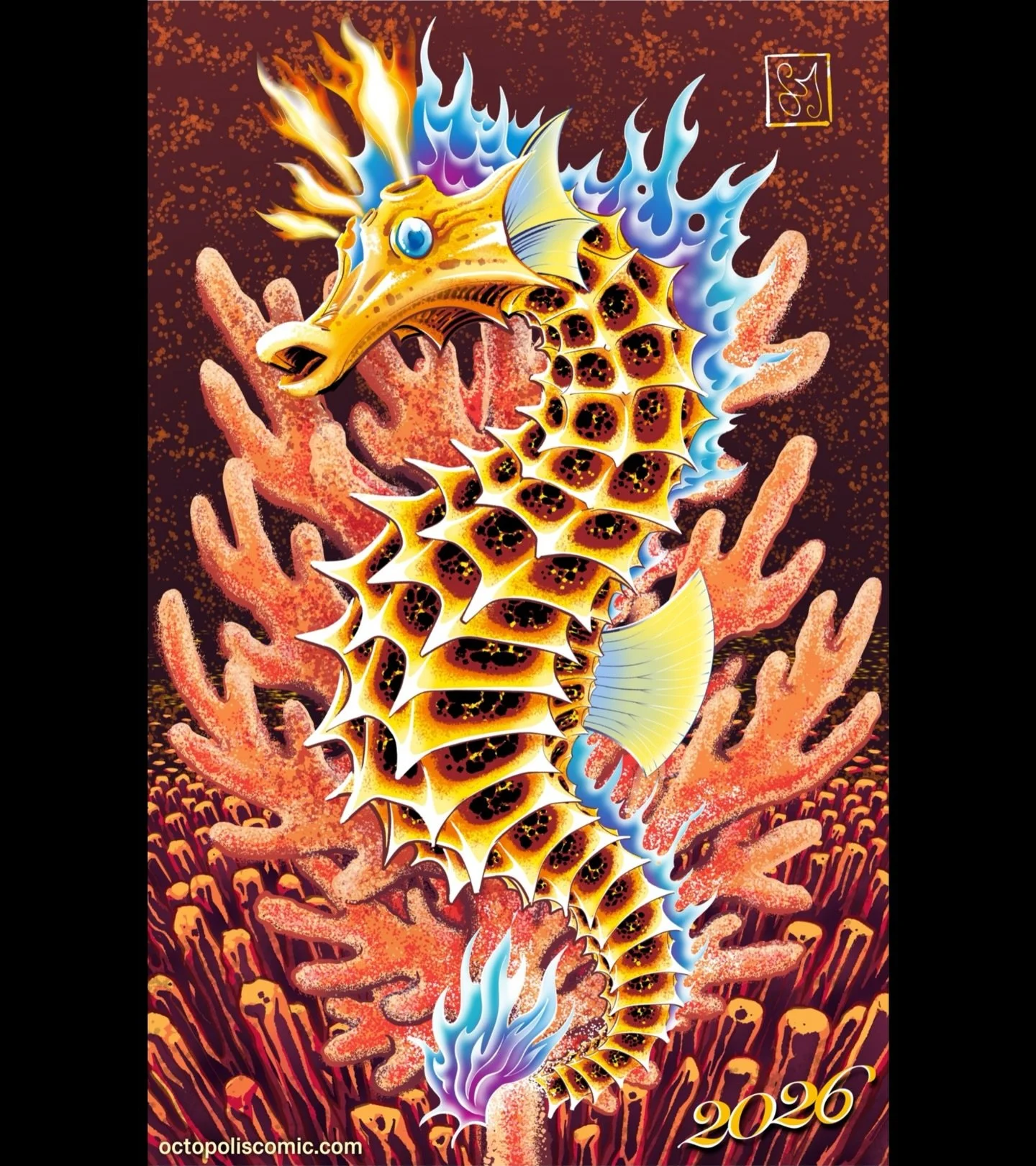It&rsquo;s the year of the Fire Horse. Or in my case, the Fire Seahorse! #lunarnewyear2026 

This illustration is loosely based on Jayakar&rsquo;s seahorse, which has insanely cool spikes all over its body. 

I have a tradition of drawing a lunar new