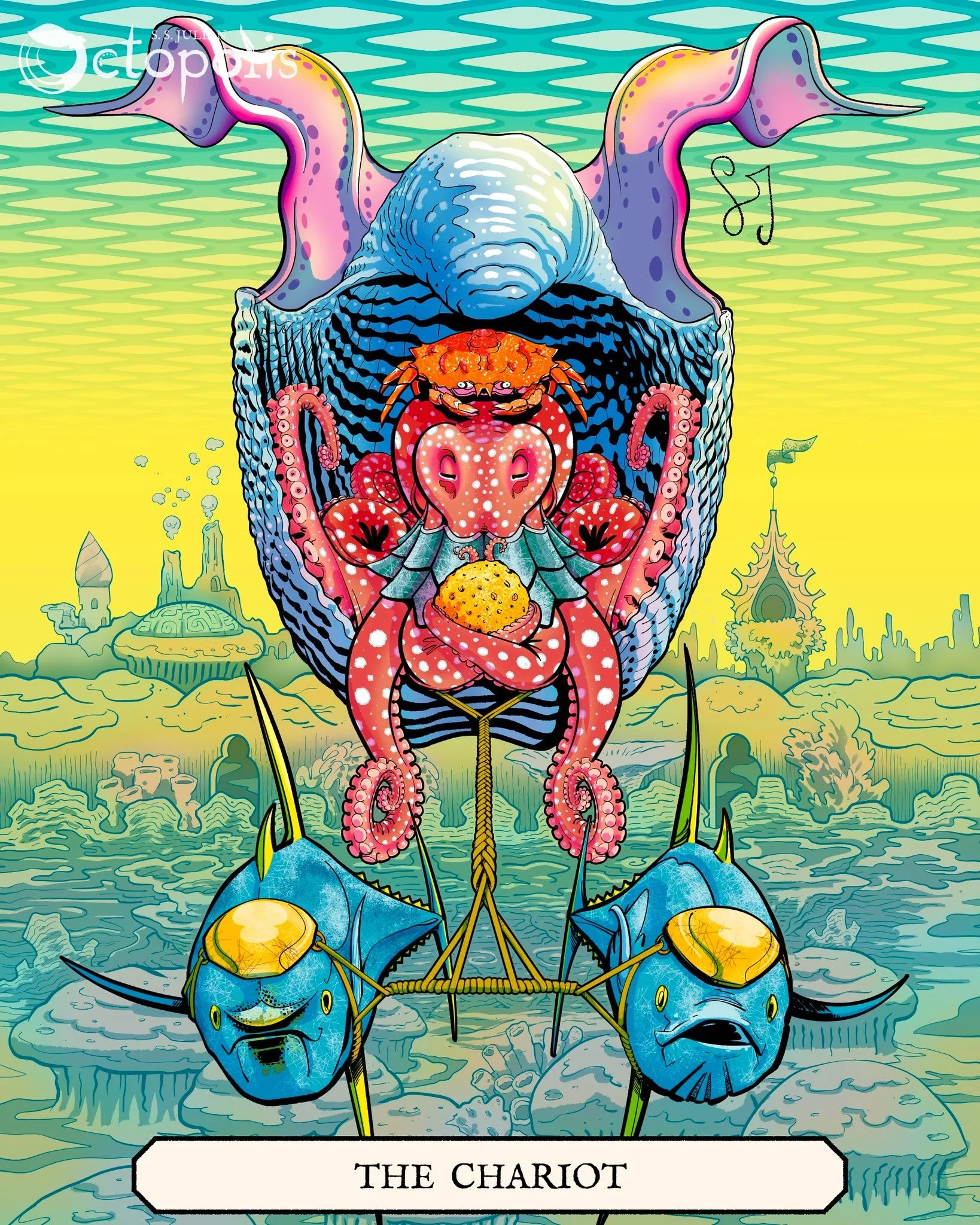 It's been a while since I've posted any art, but fear not, the Chariot moves ever forward!

The Chariot represents progress, steady forward movement, tenacity, discipline. There is a definite feminine aspect to the card, calling to mind the evolution