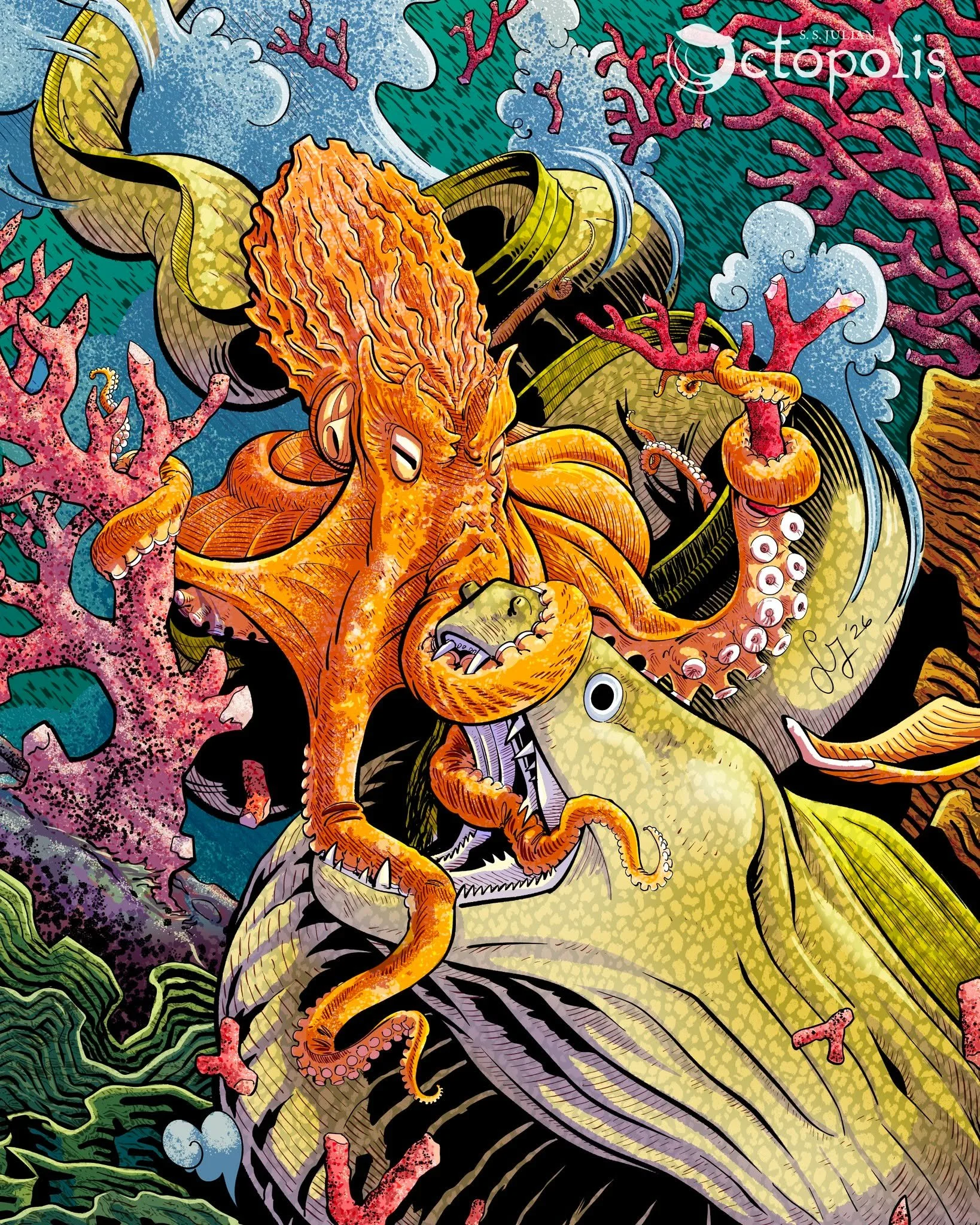 Strength. #octopus #sciart #tarot

The coloring for this took almost as long as the inks but I'm happy with the result!