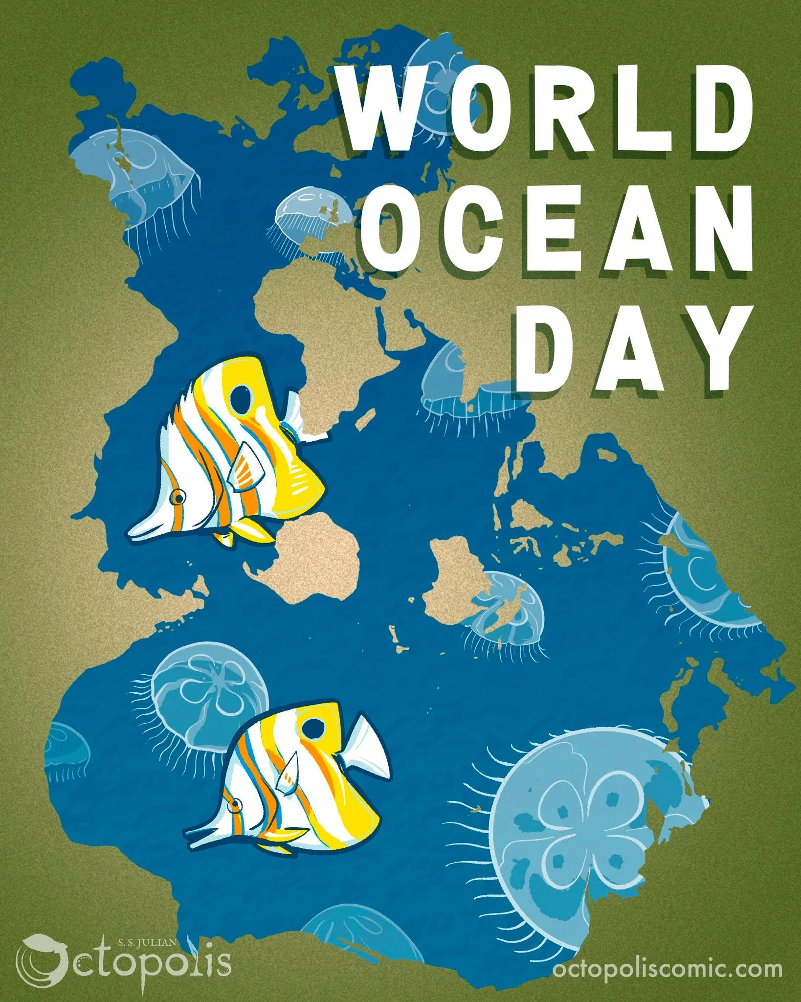 This is a Spilhaus map, a projection of what the ocean looks like to an octopus or a fish!  When our maps prioritize land, it's easy to forget that  the seas of our world are one interconnected ocean. 🌍 What affects one part affects the whole. This 