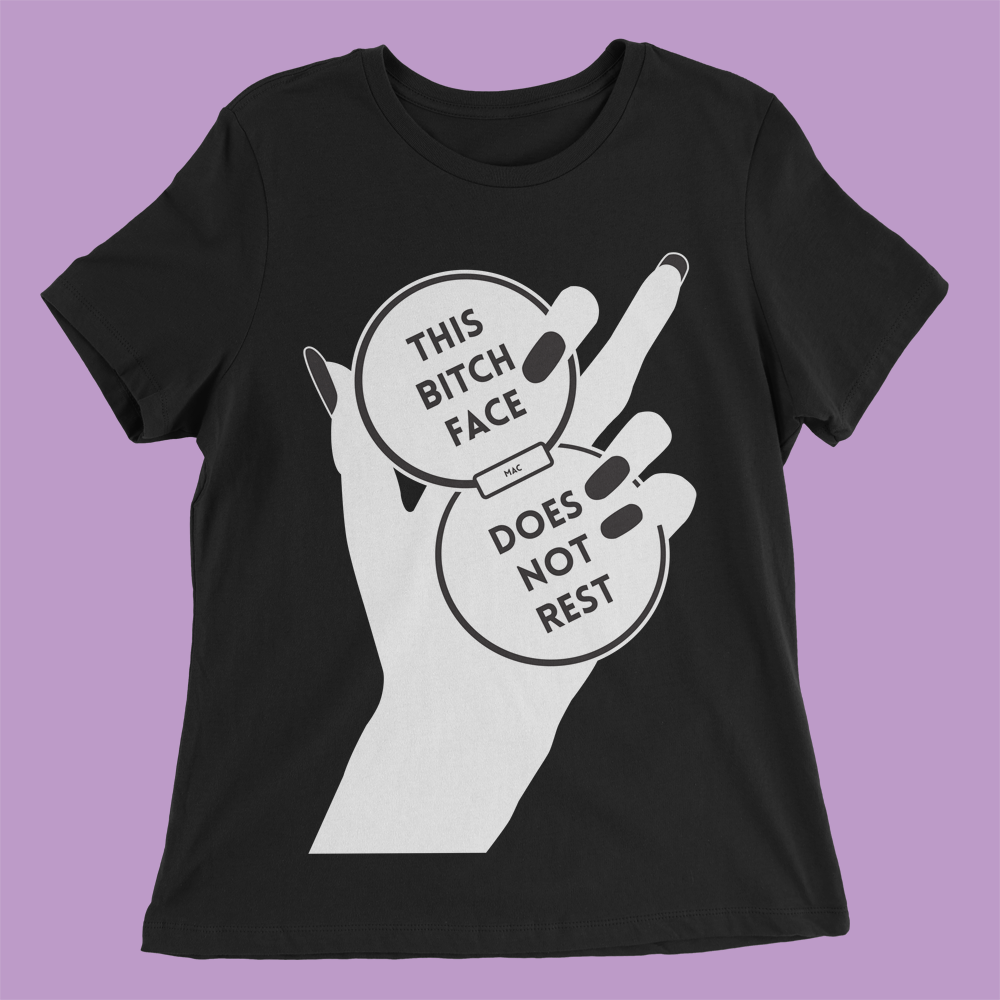 #027 BLACK RELAXED BITCH FACE TEE