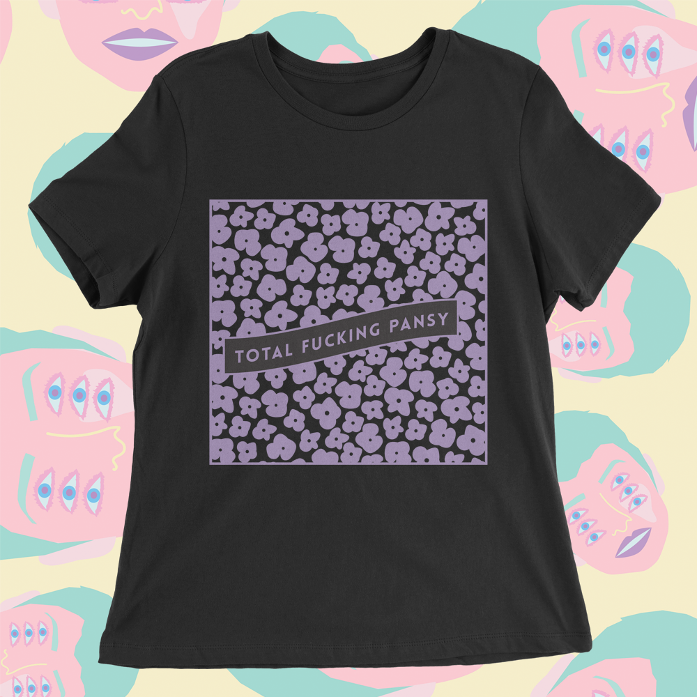 #030 BLACK RELAXED PANSY TEE