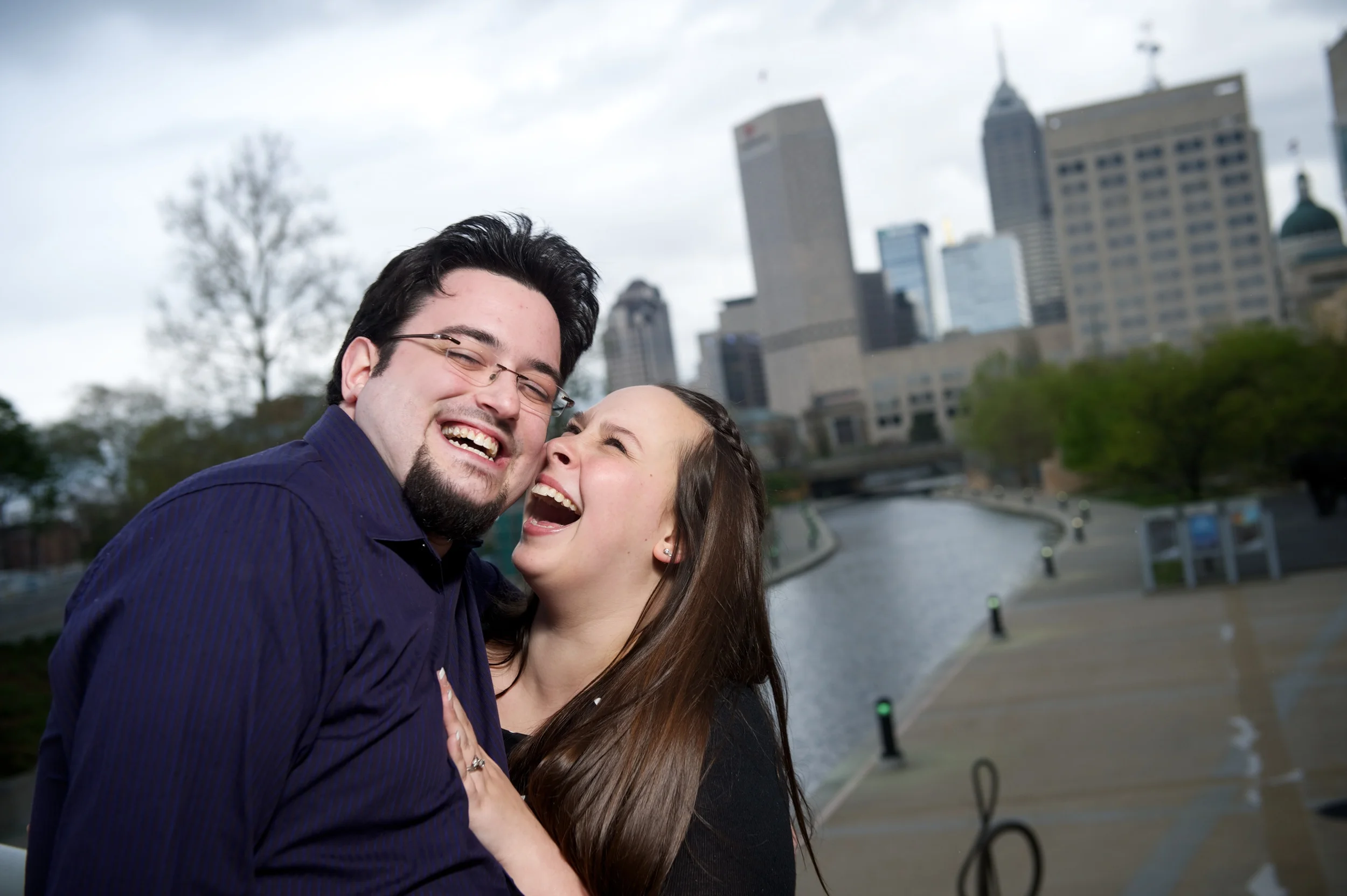 Jordan & Cory Engagement Photos in Downtown Indianapolis Circle