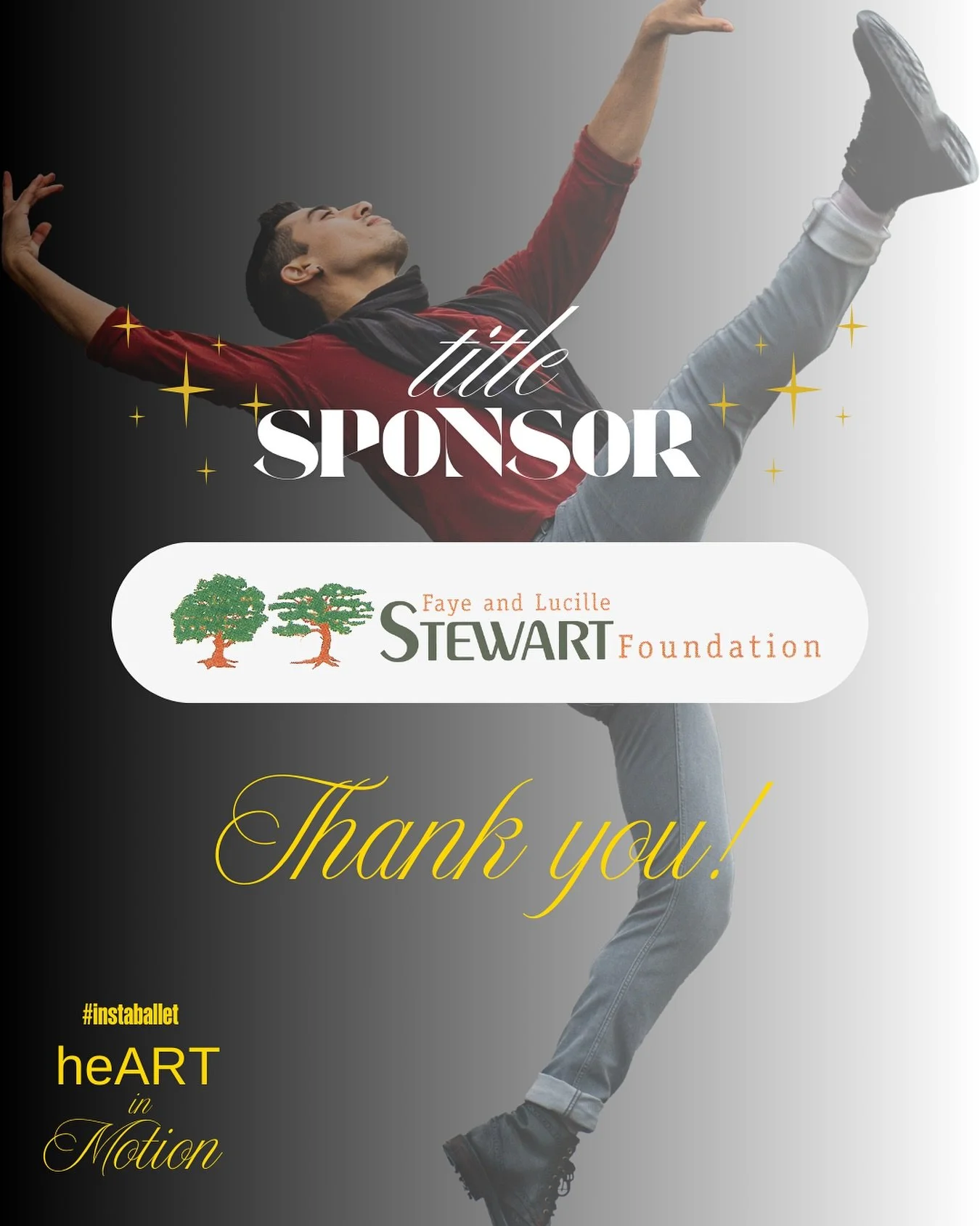 FEATURE FRIDAY💫
This week, we&rsquo;re shining the spotlight on our incredible heART in Motion Title Sponsor, the Faye and Lucille Stewart Foundation! 💛

Your generous support helps us keep the arts alive, vibrant, and accessible to all. Thank you 