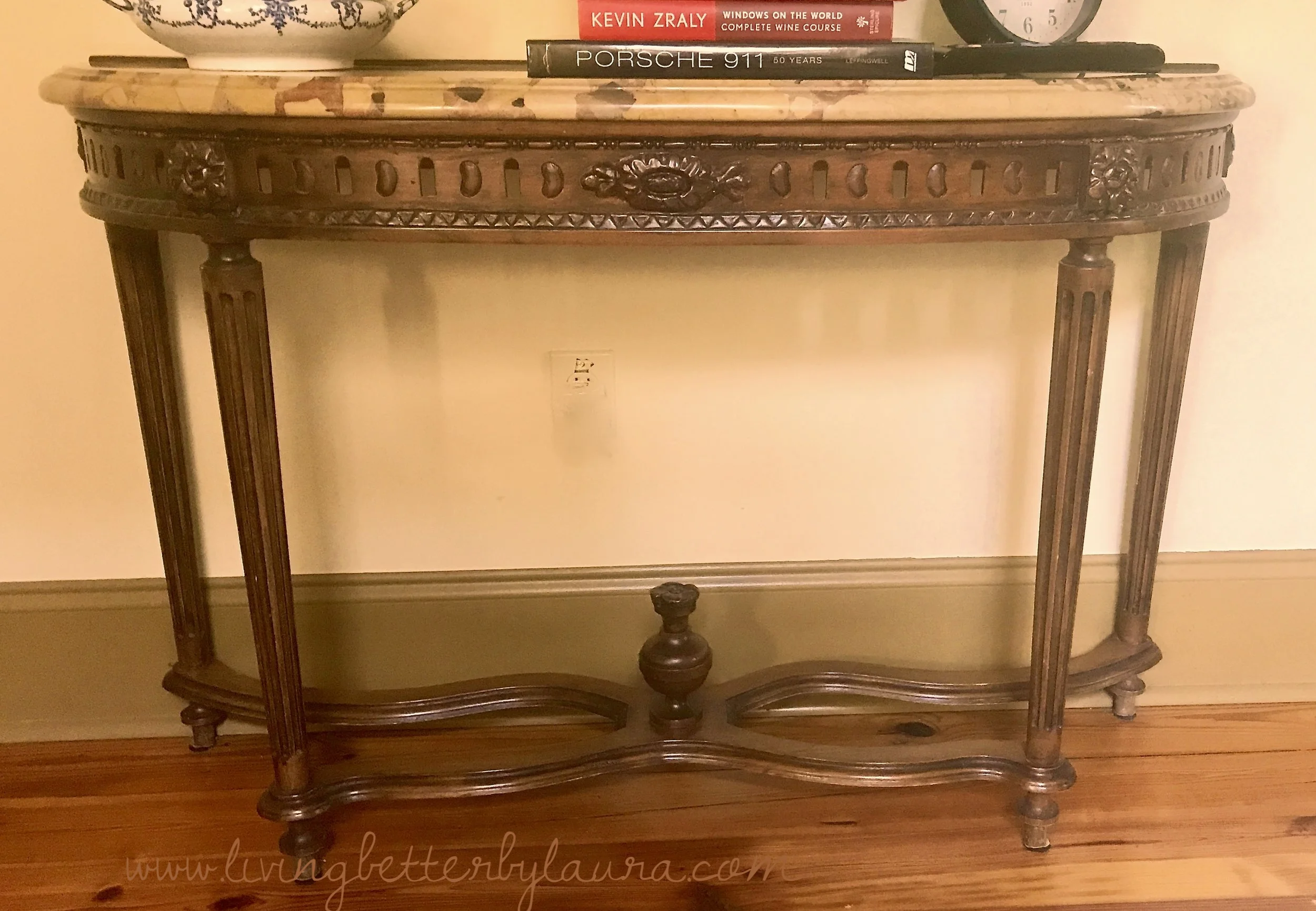 The beauty of hand carving on a antique French console