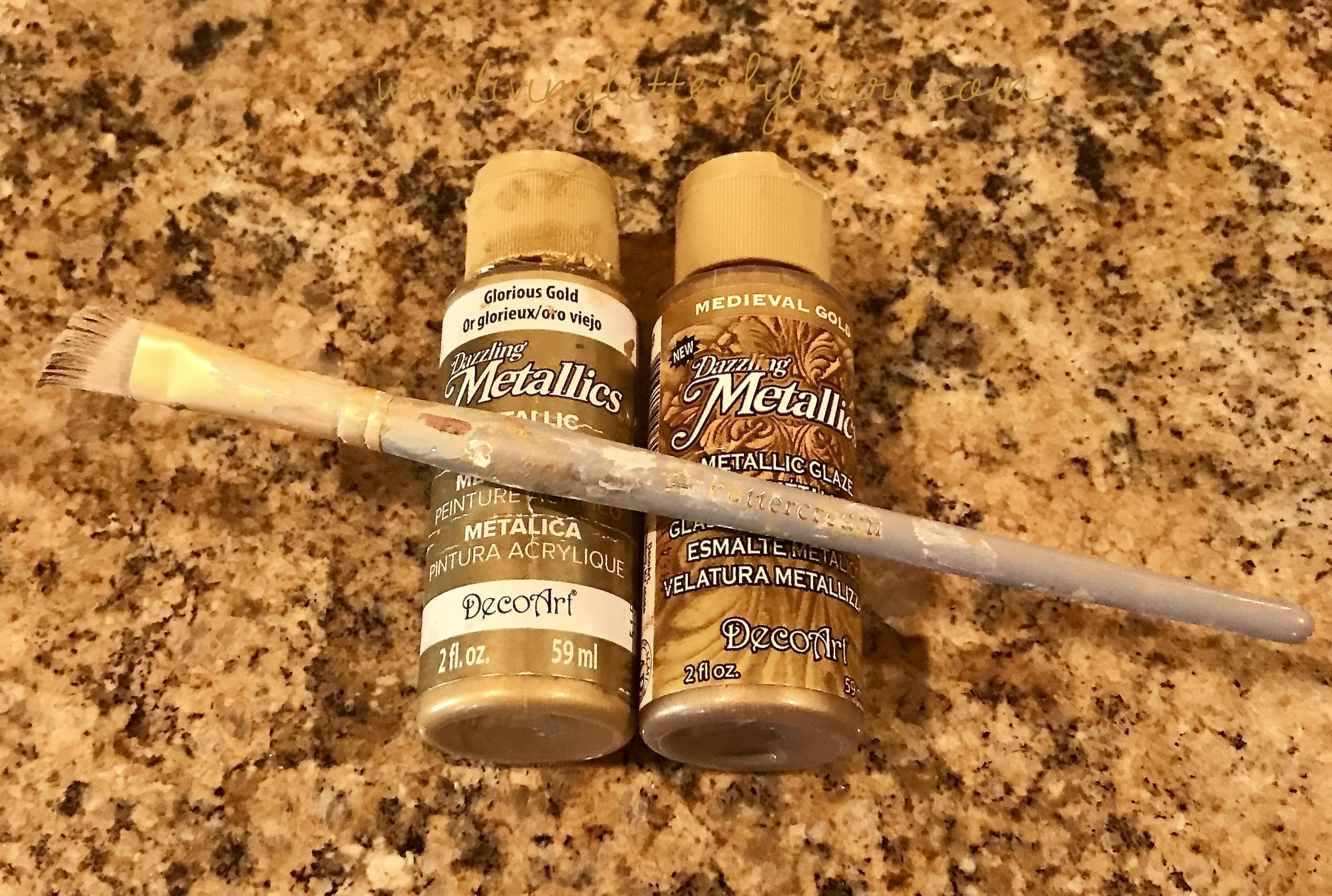 Optional: I used two different shades of gold acrylic paint during step #2 - a base of Glorious Gold then Medieval Gold in different spots. This imitates the burnishing of gold Leaf that occurs with age.