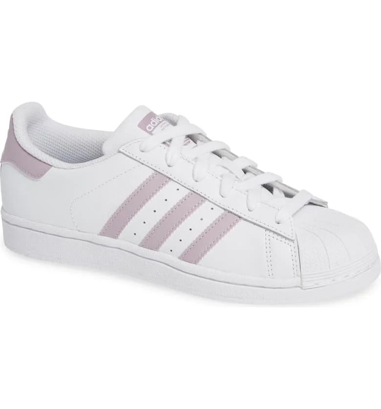 Adidas Superstar A classic returns. I saw tons of this brand in Italy this Spring. This style is $80. It comes in several options. I love the black stripe accent and this blush. There’s a solid white choice as well. I’m torn between the black stripe to coordinate with my mostly black legging wardrobe or the trendy pink shade. But solid white is THE strong piece for now.