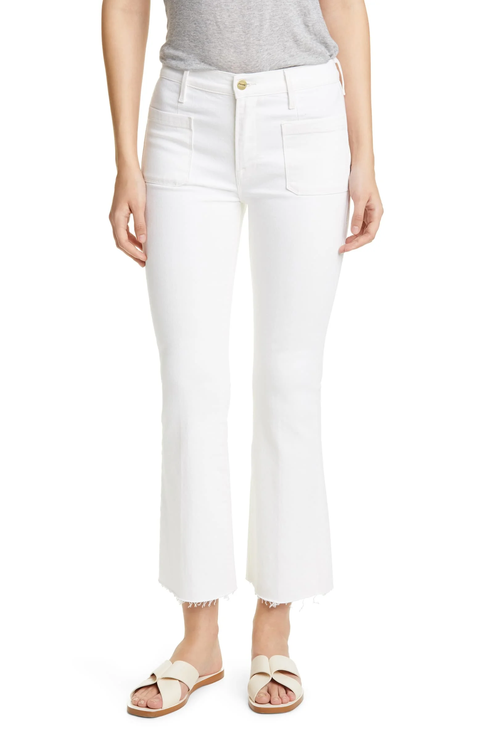 Frame Le Bardot Patch pocket crop flare at $240 a pricier option. More slides