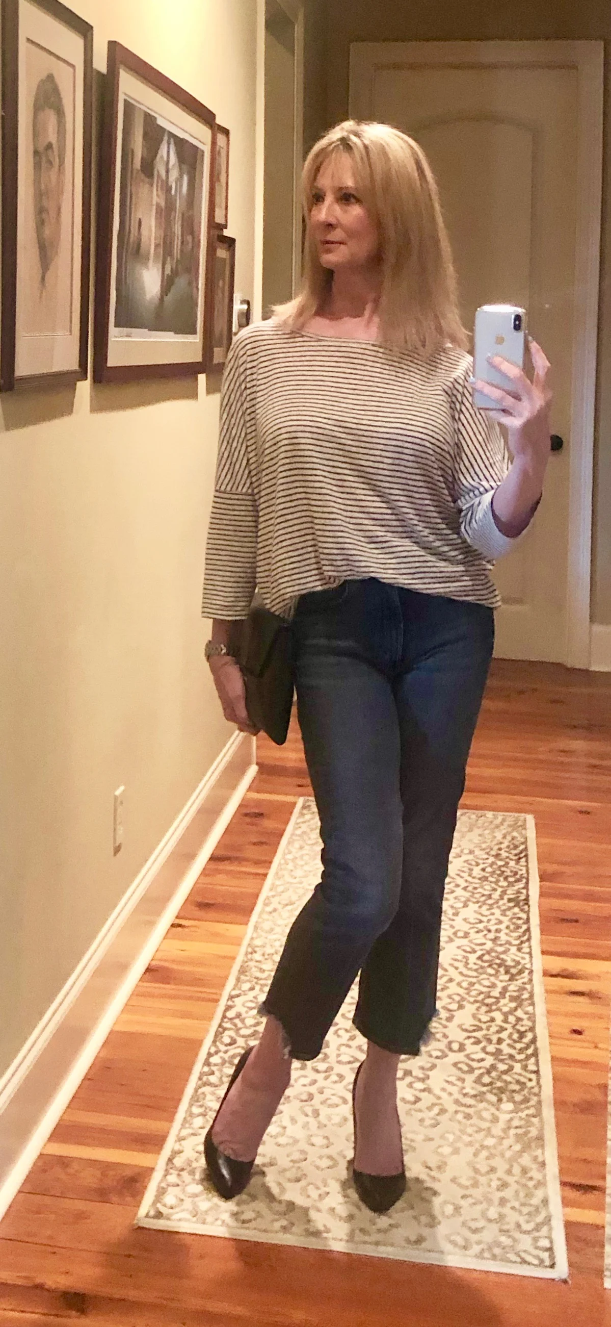 Doing a French tuck with flared and cropped jeans