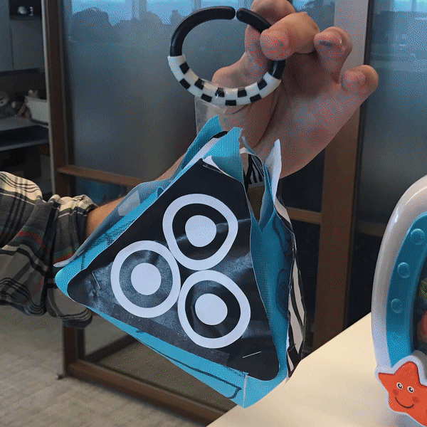 A proof-of-concept model I created to present the idea of a reversible pyramid hanging toy.