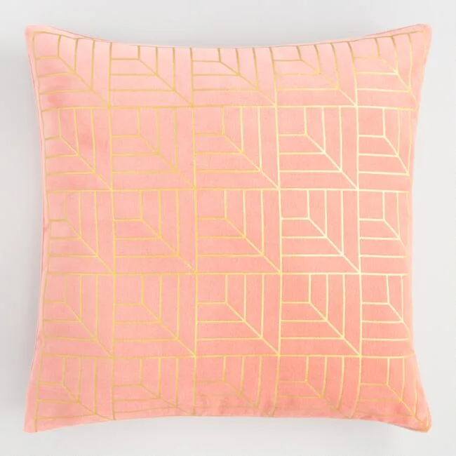 Salmon Geometric Pillow