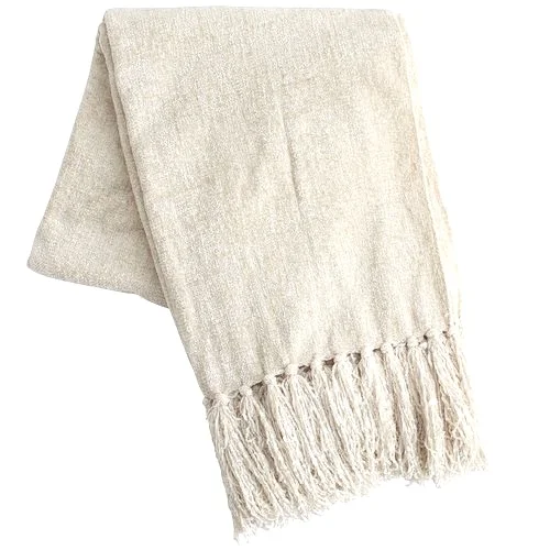 White Chenille Throw Blanket