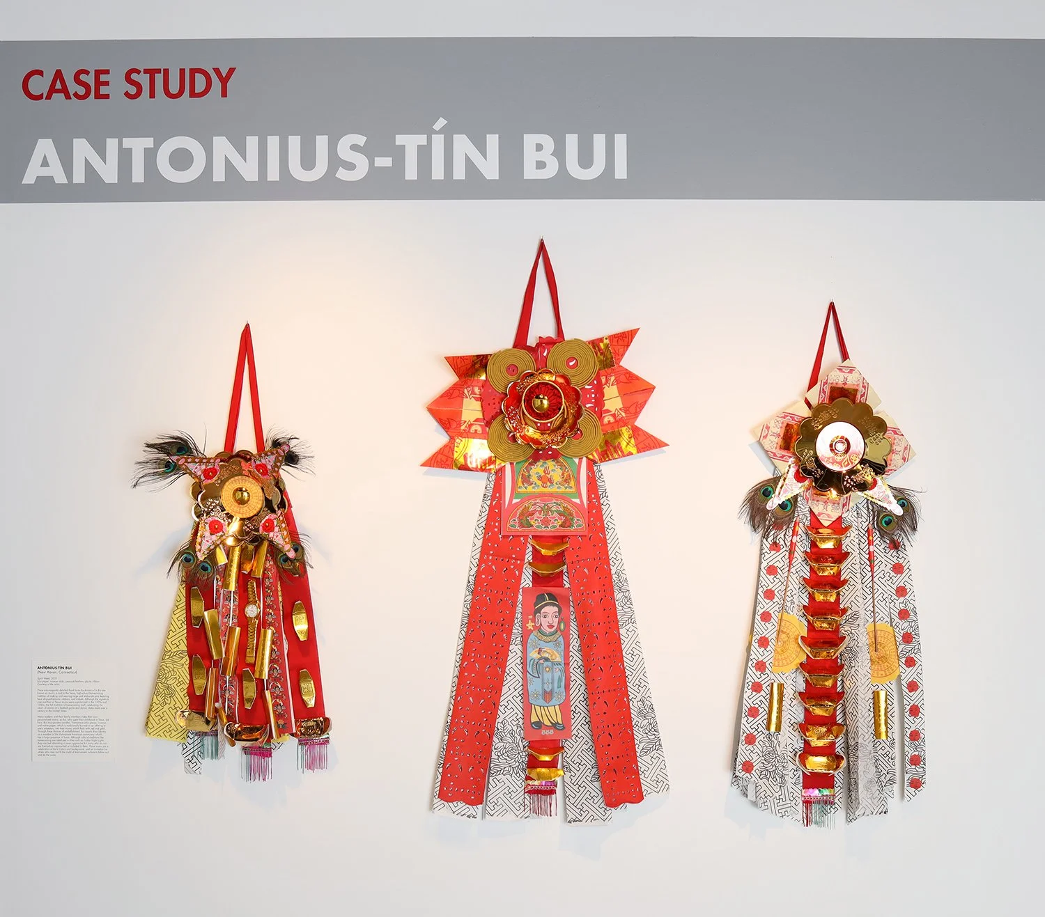  These forms are known as mums, a nod to the Texas, high-school homecoming tradition, popularized in the 1970s and 1980s, that students wear large and elaborate pins, featuring faux chrysanthemums, ribbons, and trinkets. Growing up in Texas, Antonius
