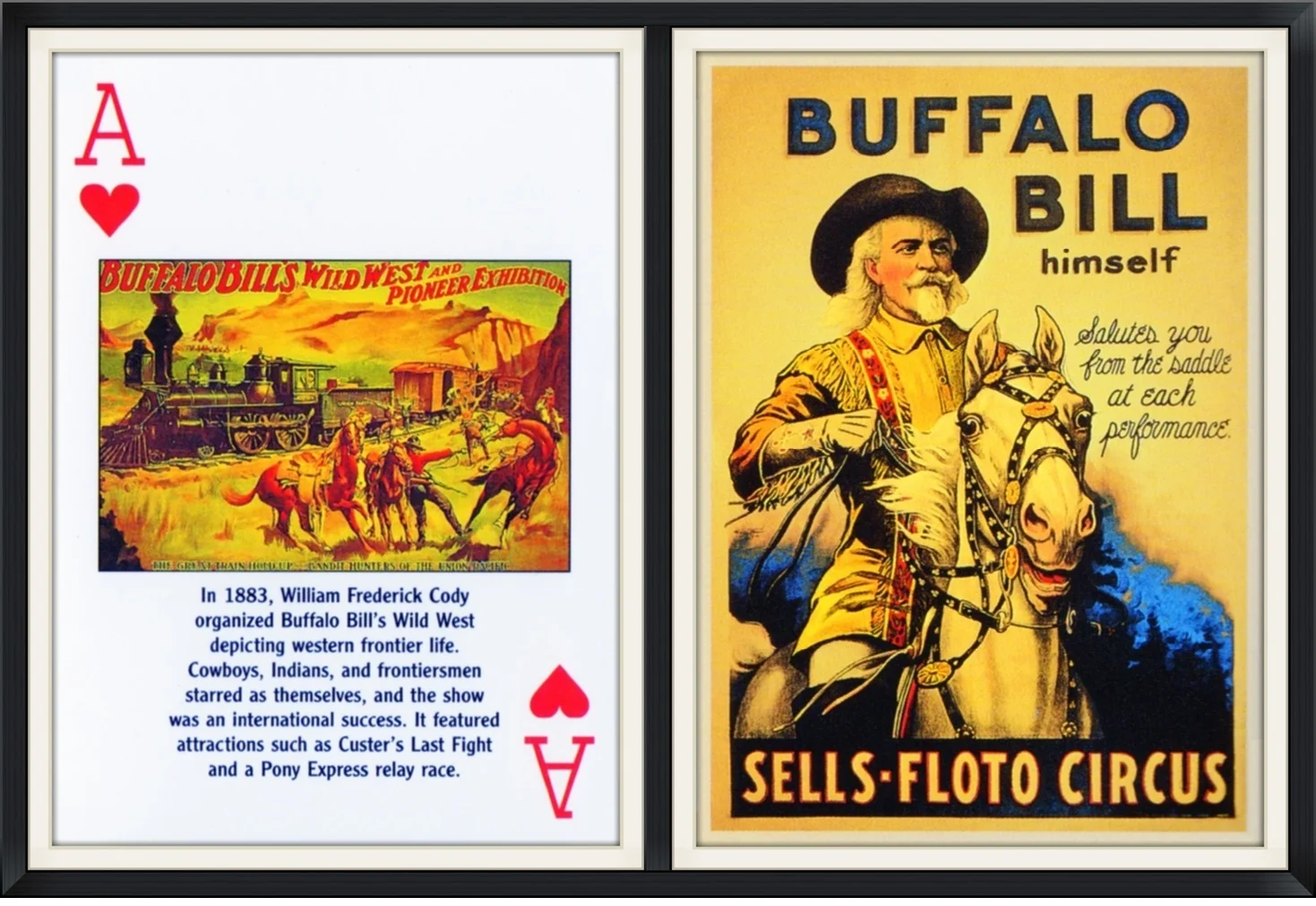 Ace of Hearts - Buffalo Bill Himself Salutes you from his Saddle at each Performance - Sells-Floto Circus - Playing Card